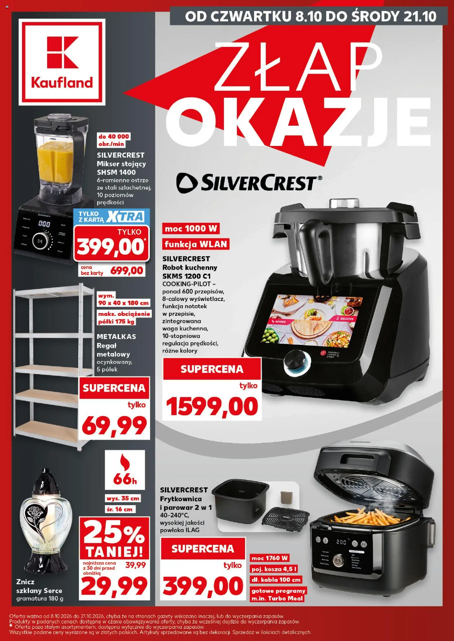 Kaufland Polsko leták - Złap okazje od 08.10.2026 | Strana: 1 | Produkty: Robot, Regál, Karty