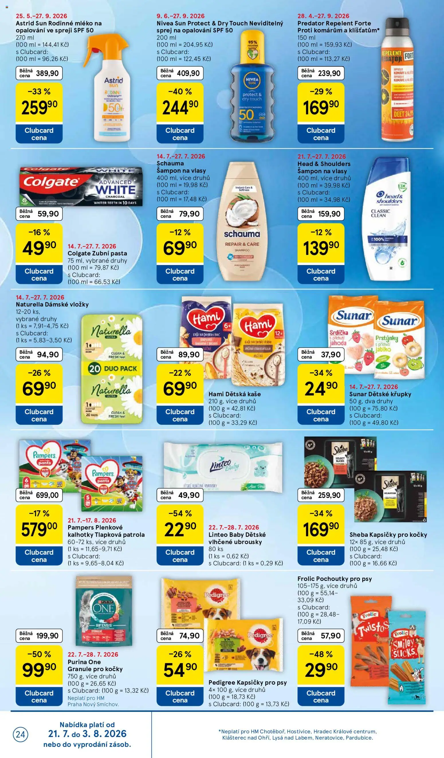 Tesco leták - Hypermarket od 22.07.2026 | Strana: 24 | Produkty: Zubní pasta, Křupky, Plenkové kalhotky, Šampon