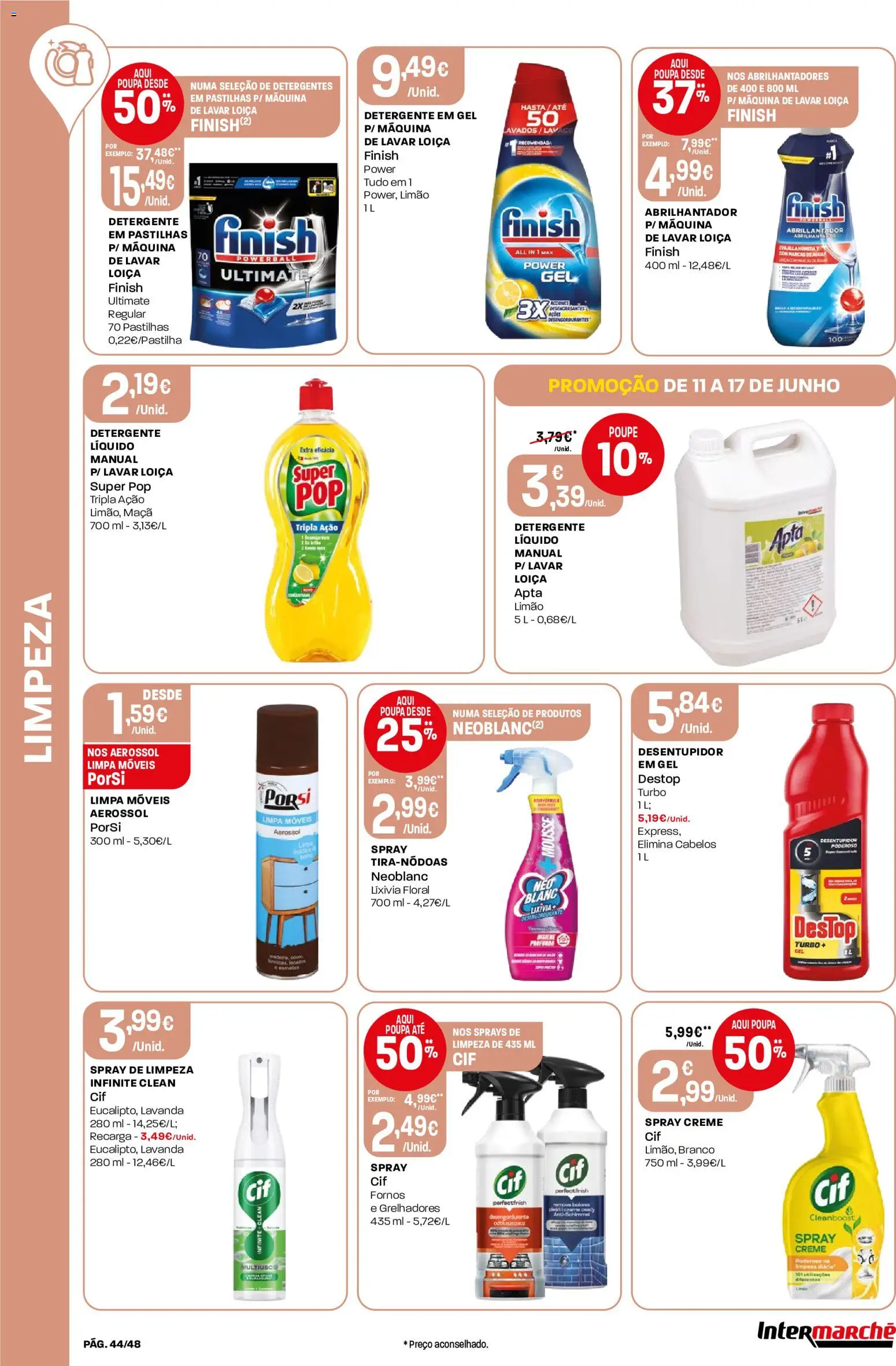Intermarché folheto │ válido de 11.06.2026 | Página: 44 | Produtos: Máquina de lavar, Abrilhantador, Detergente, Maça