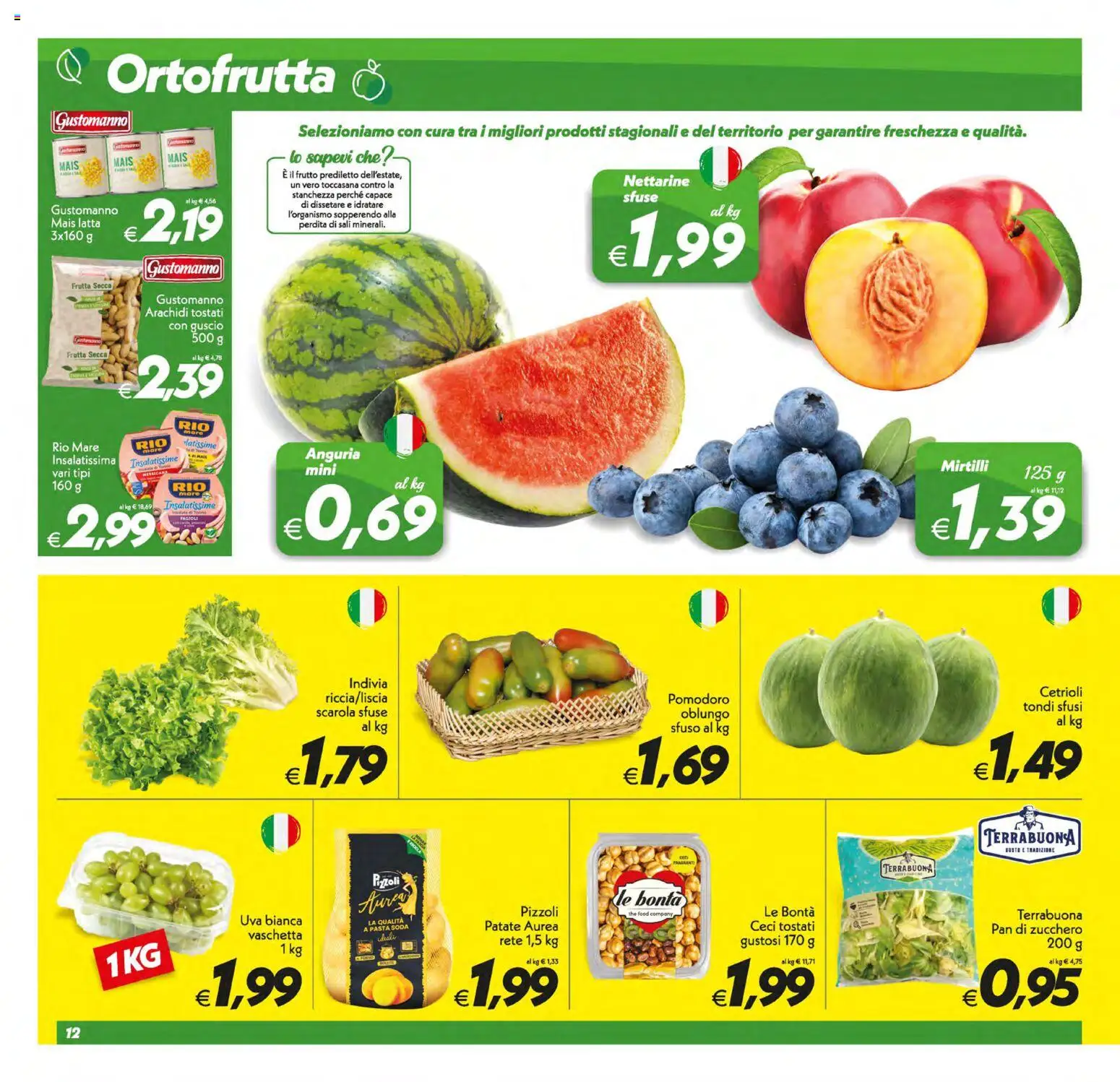 Volantino SuperConveniente del 10/07/2026 | Pagina: 12 | Prodotti: Cetrioli, Patate, Frutta, Mais