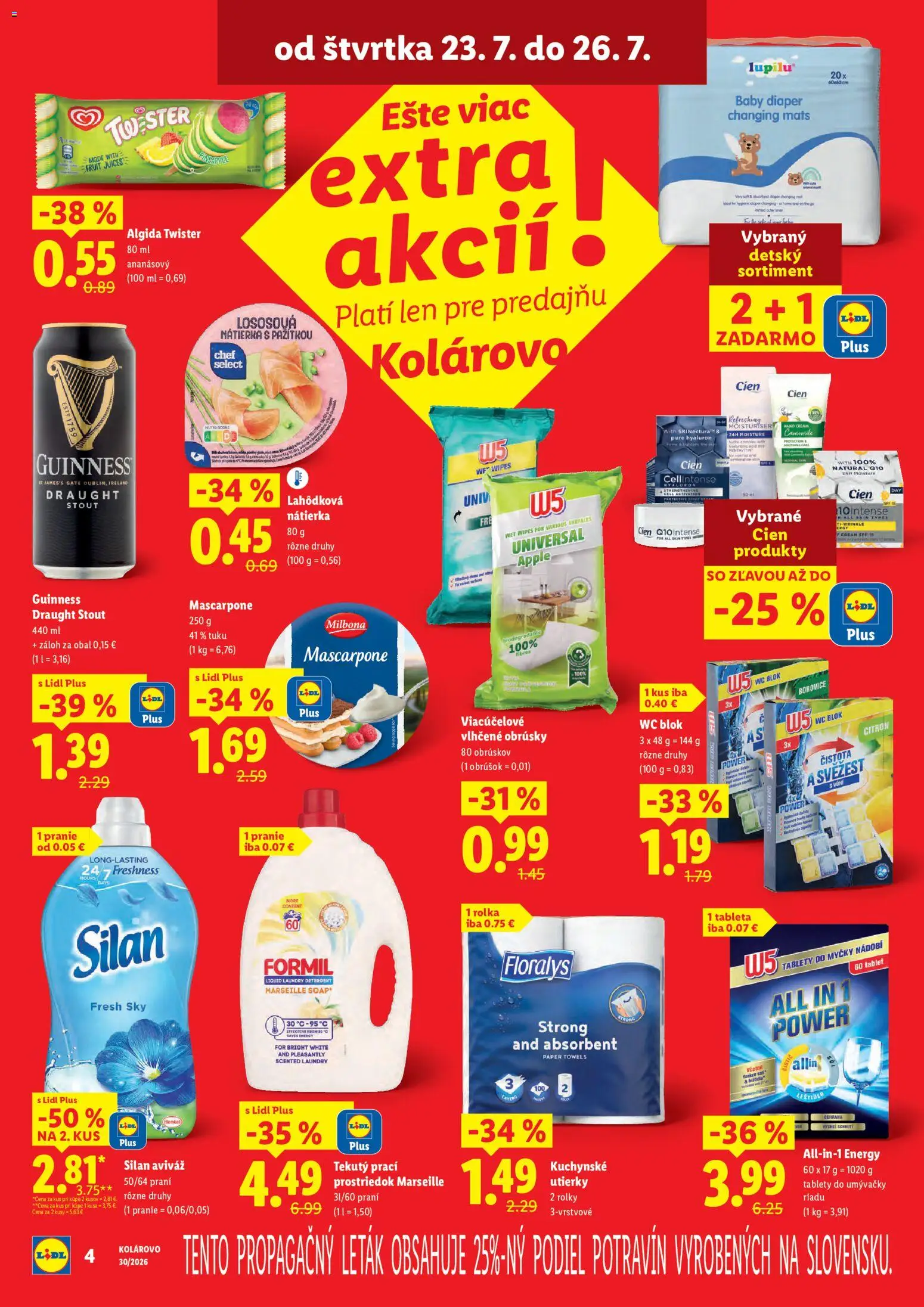 Nové Lidl akcie – leták je platný od 23.07.2026 | Strana: 4 | Produkty: Tablet, Aviváž, Wc blok, Mascarpone