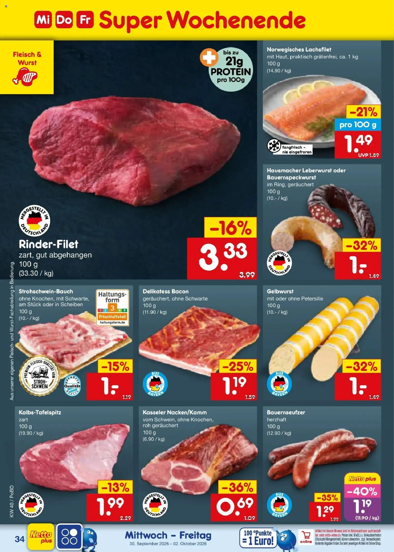 Netto Marken-Discount Prospekt Selb – gültig ab 28.09.2026 | Seite: 52 | Produkte: Rinderfilet, Wurst, Petersilie, Fleisch