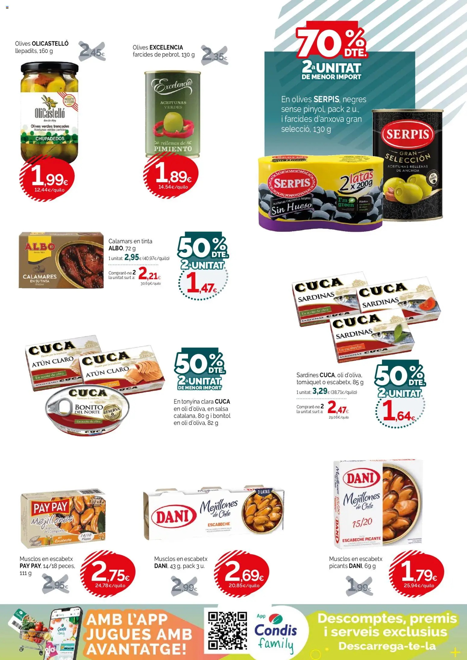 Condis folleto life │ válido desde el 19/08/2026 | Página: 15 | Productos: Calamares, Pimiento, Aceite de oliva, Sardinas