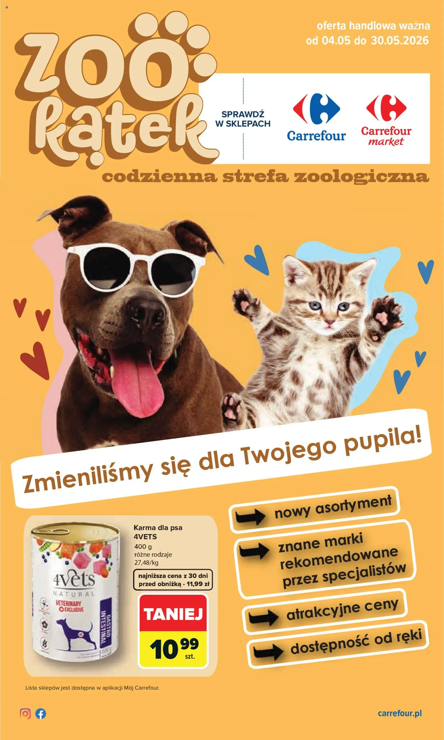 Carrefour gazetka - Zookątek od 04.05.2026 | Strona: 1 | Produkty: Karma dla psa