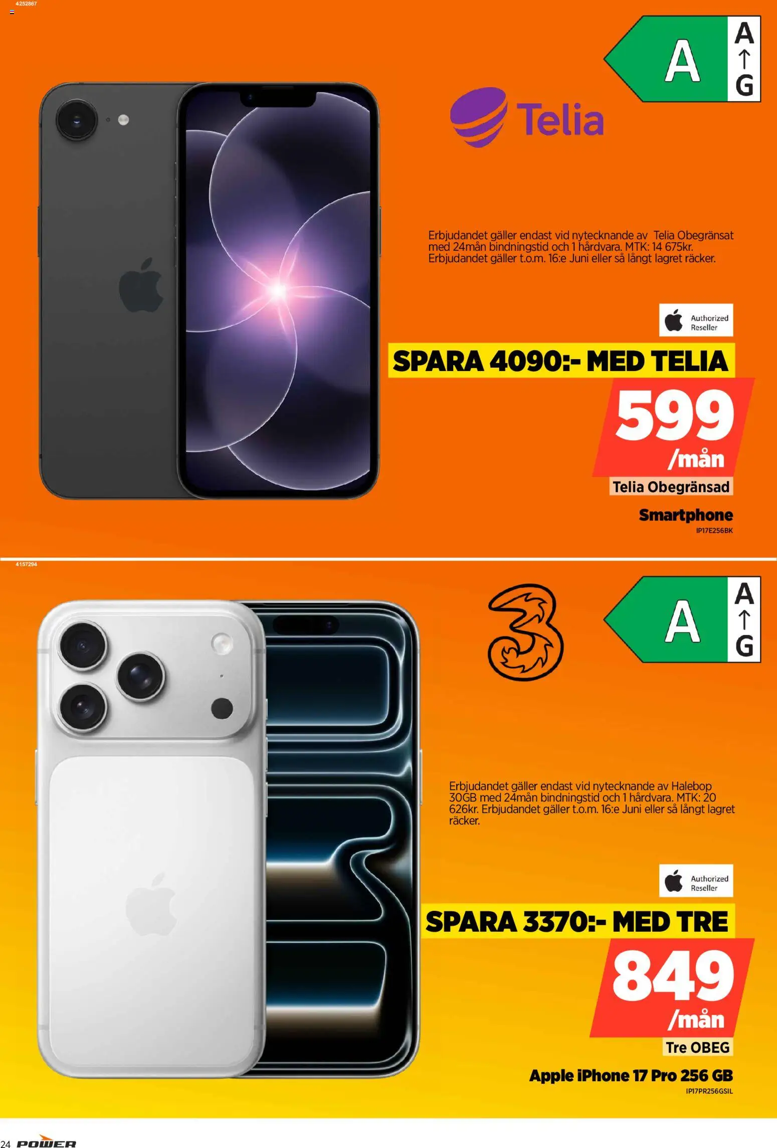 Power reklamblad aktuell från 08.06.2026 | Sida: 24 | Produkter: Galler, Äpple, Smartphone