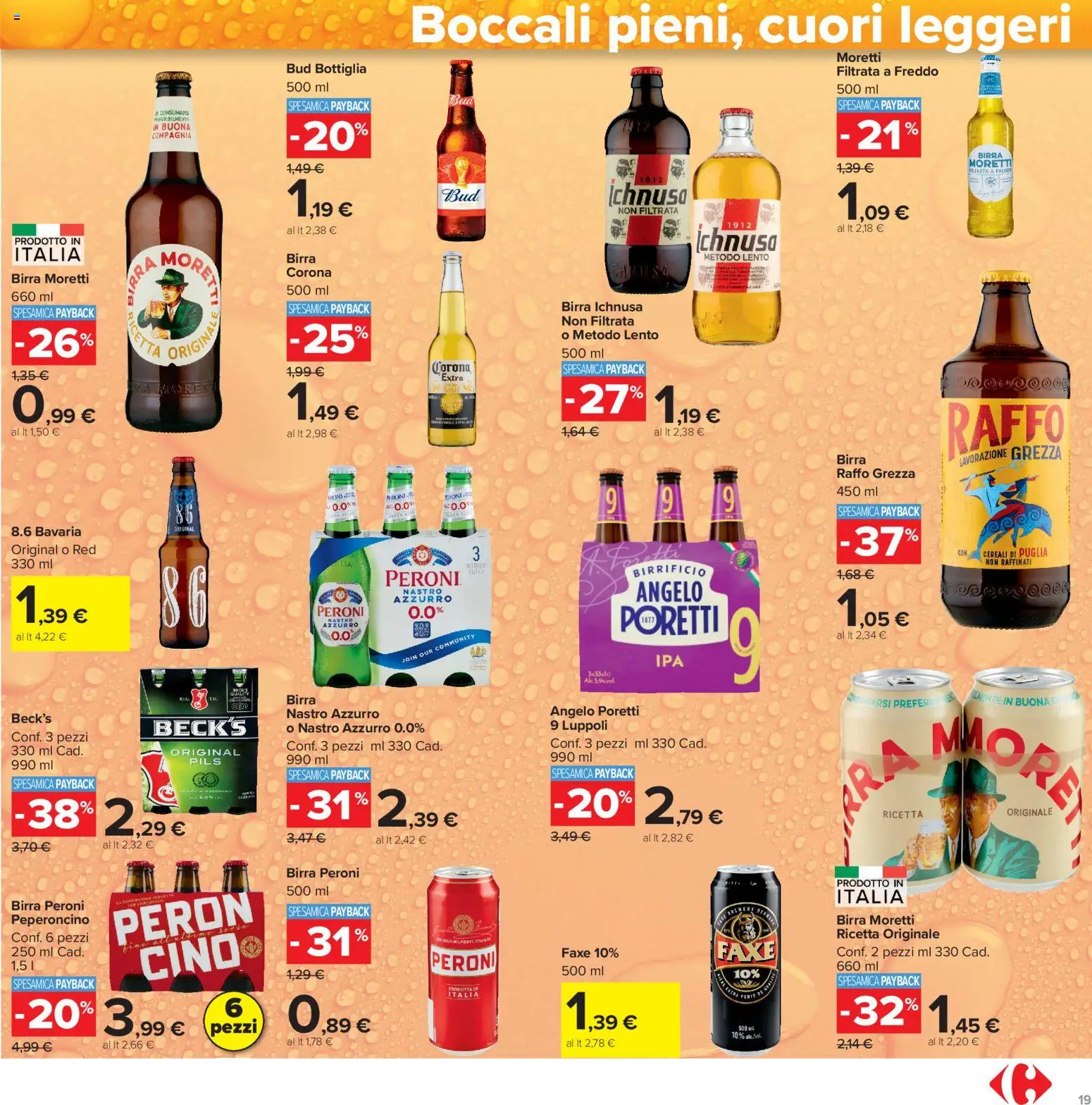 Volantino Carrefour del 23/10/2026 | Pagina: 19 | Prodotti: Birra, Peperoncino, Bottiglia, Birra Ichnusa
