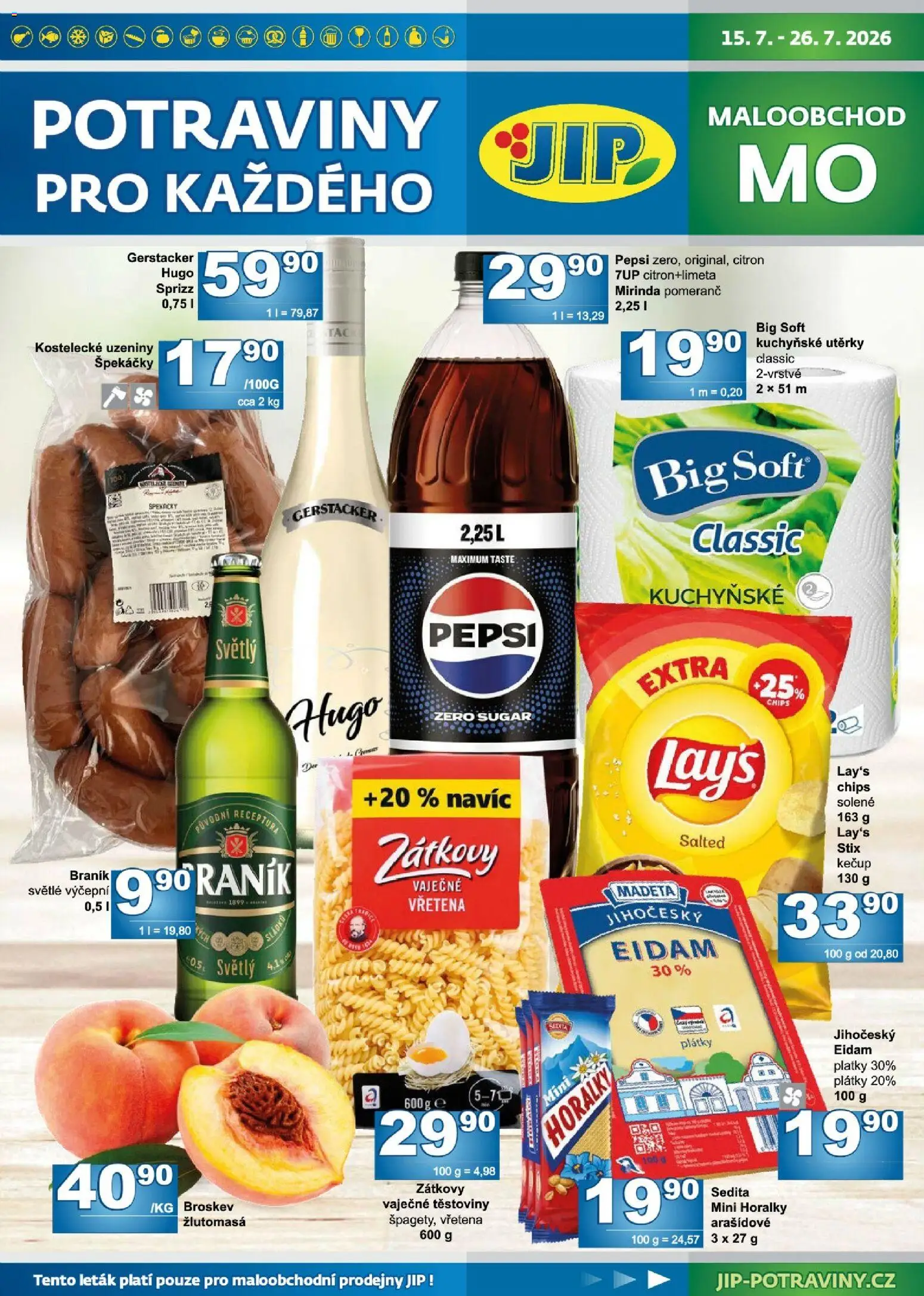 Jip leták od 15.07.2026 | Strana: 1 | Produkty: Pepsi, Těstoviny, Eidam, Lay's