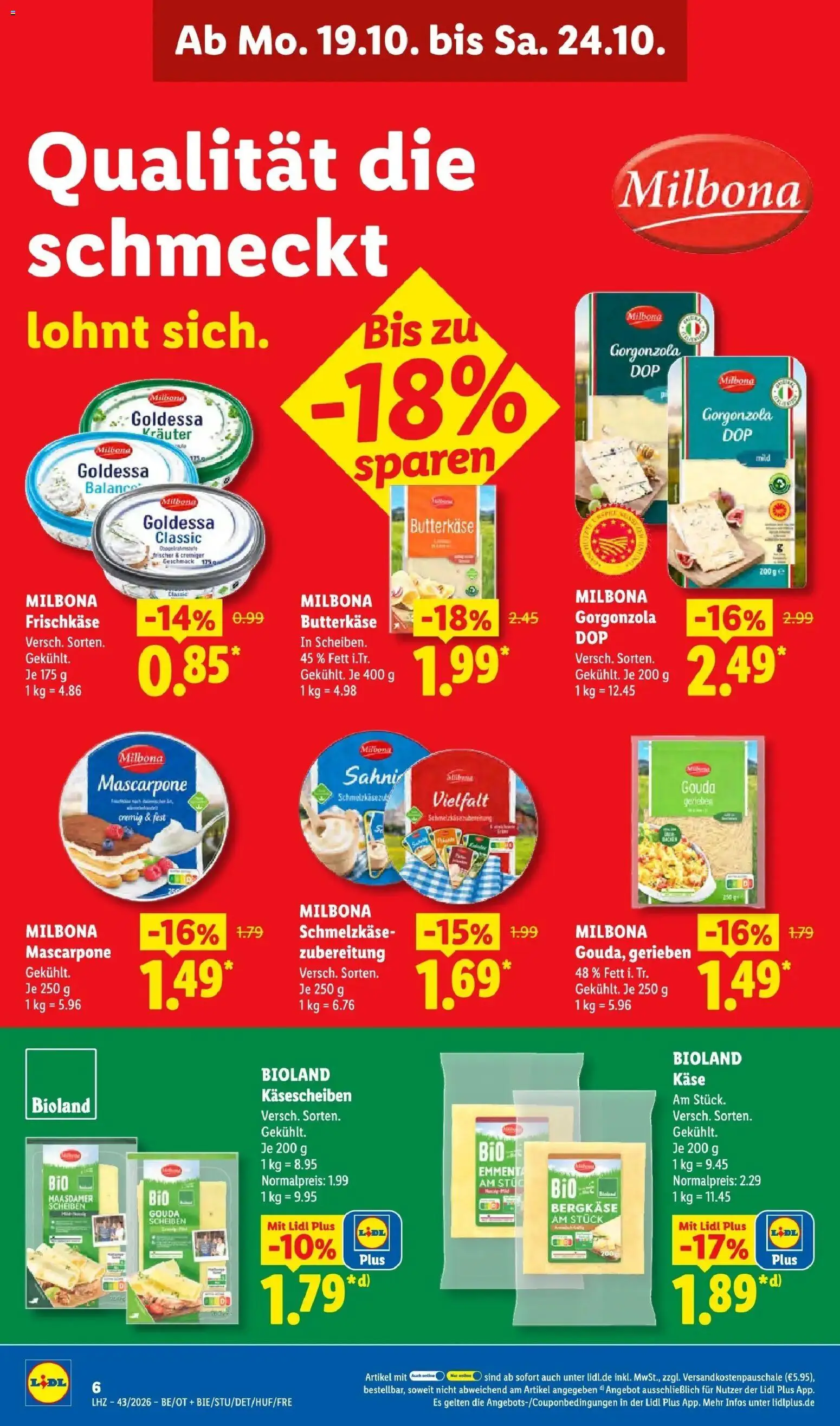 Lidl Prospekt Grimma (ab 19.10.2026) zum Blättern » Angebote | Seite: 12 | Produkte: Butter, Käse, Mascarpone, Frischkase
