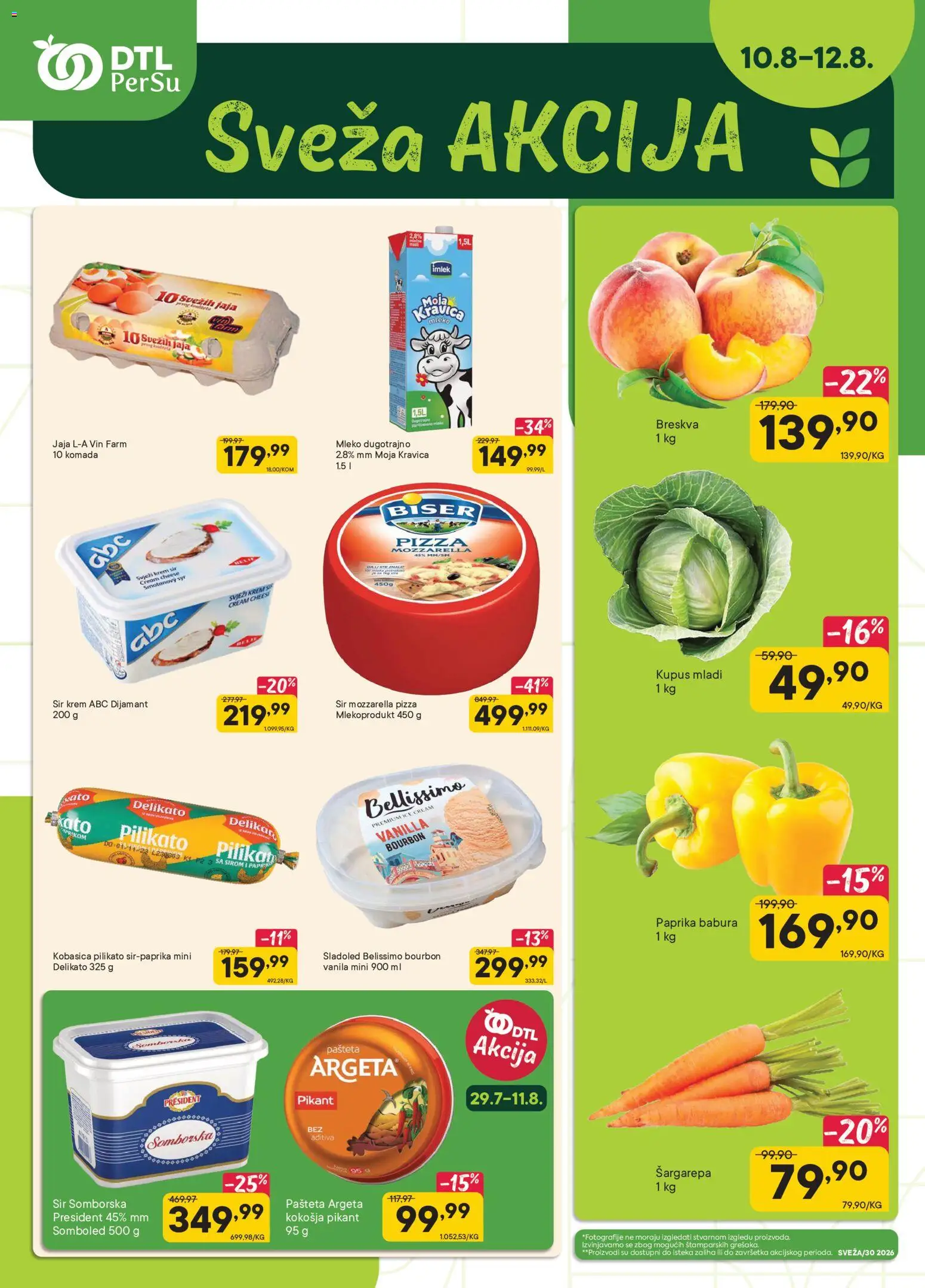 PerSu katalog - važi od 10.08.2026 | Strana: 1 | Proizvode: Mozzarella, Breskva, Kobasica, Krem