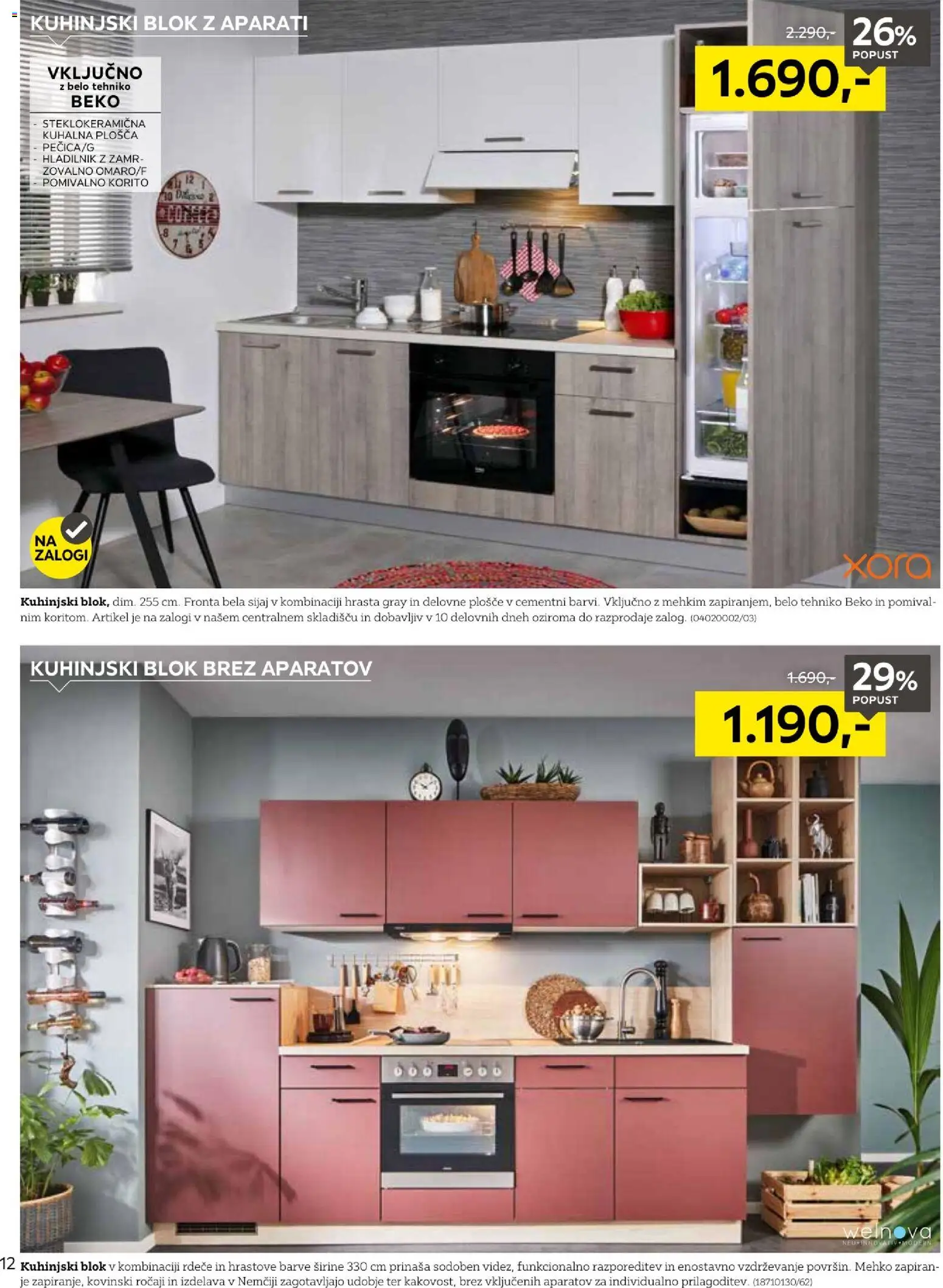 Novi XXXL Lesnina katalog ponudbe – veljaven od 28.09.2026 | Stran: 12 | Izdelki: Hladilnik, Kuhalna plosca, Pomivalno korito, Blok
