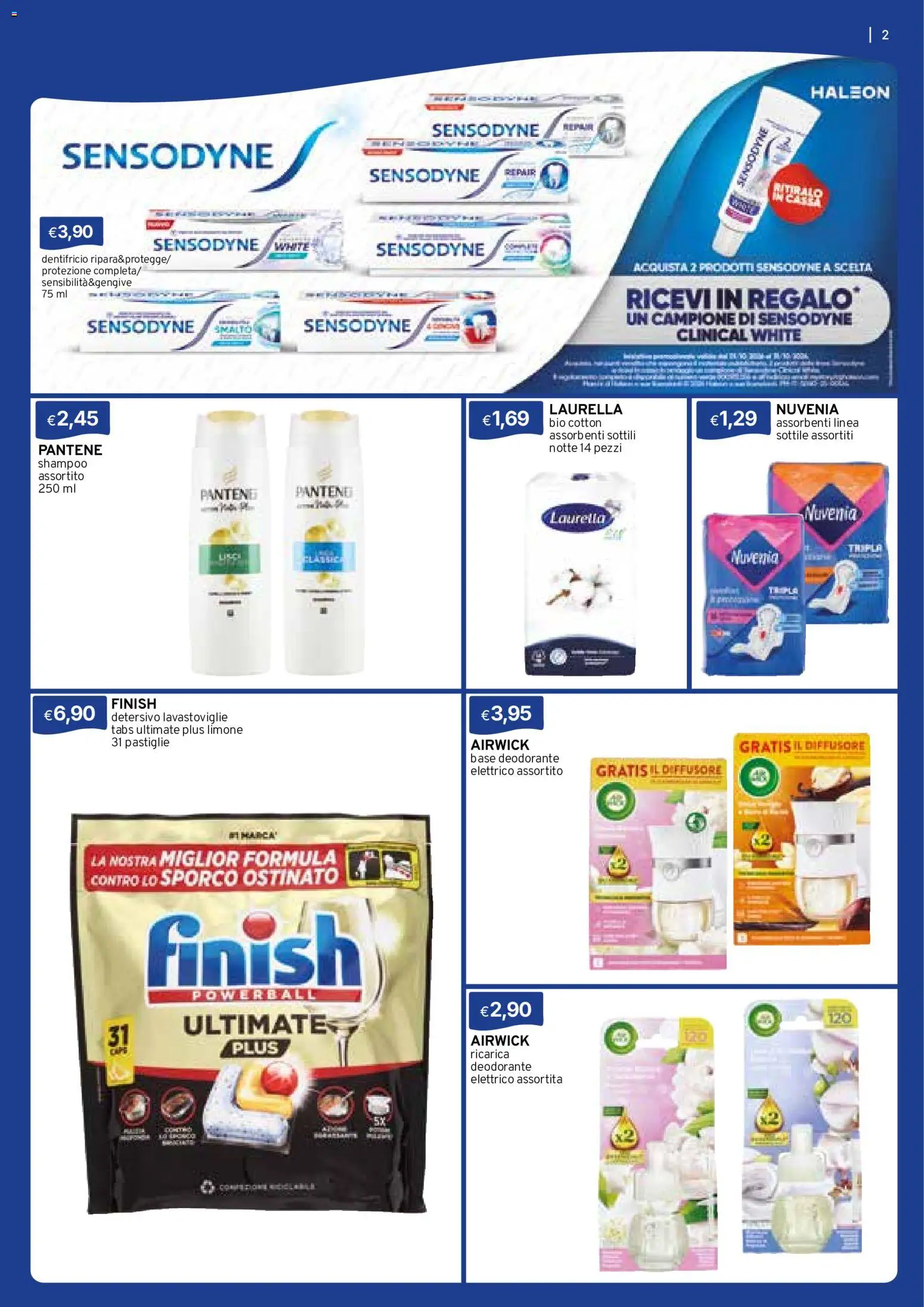 Volantino Sirene Blu del 20/10/2026 | Pagina: 2 | Prodotti: Shampoo, Deodorante, Dentifricio, Lavastoviglie