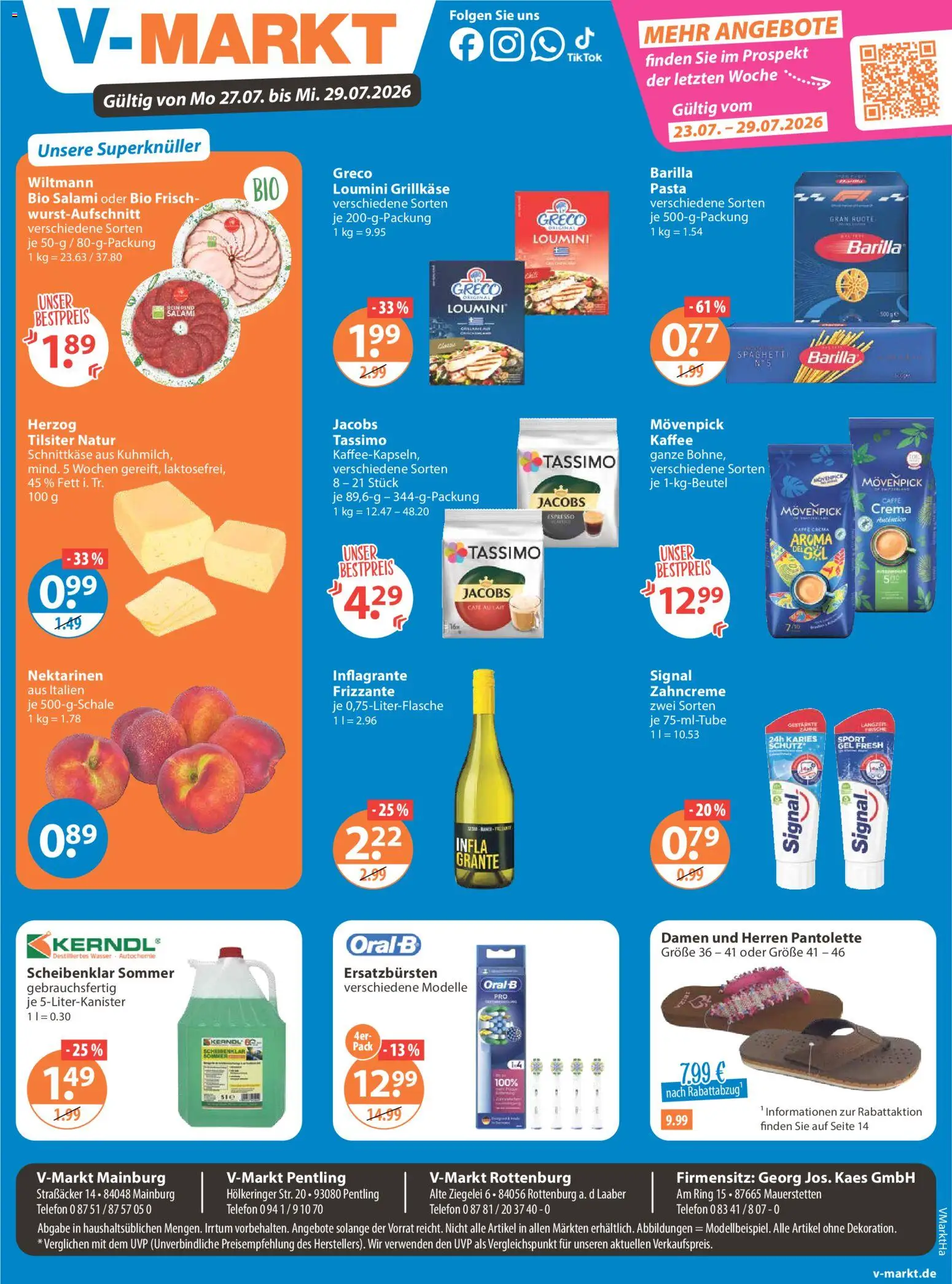 V-Markt Angebote – gültig ab 23.07.2026 | Seite: 19 | Produkte: Nektarinen, Pasta, Tassimo, Telefon