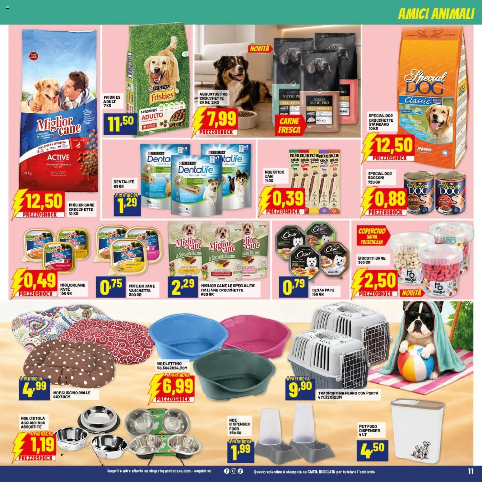 Volantino RisparmioCasa del 22/07/2026 | Pagina: 11 | Prodotti: Paté, Pollo, Biscotti, Ciotola