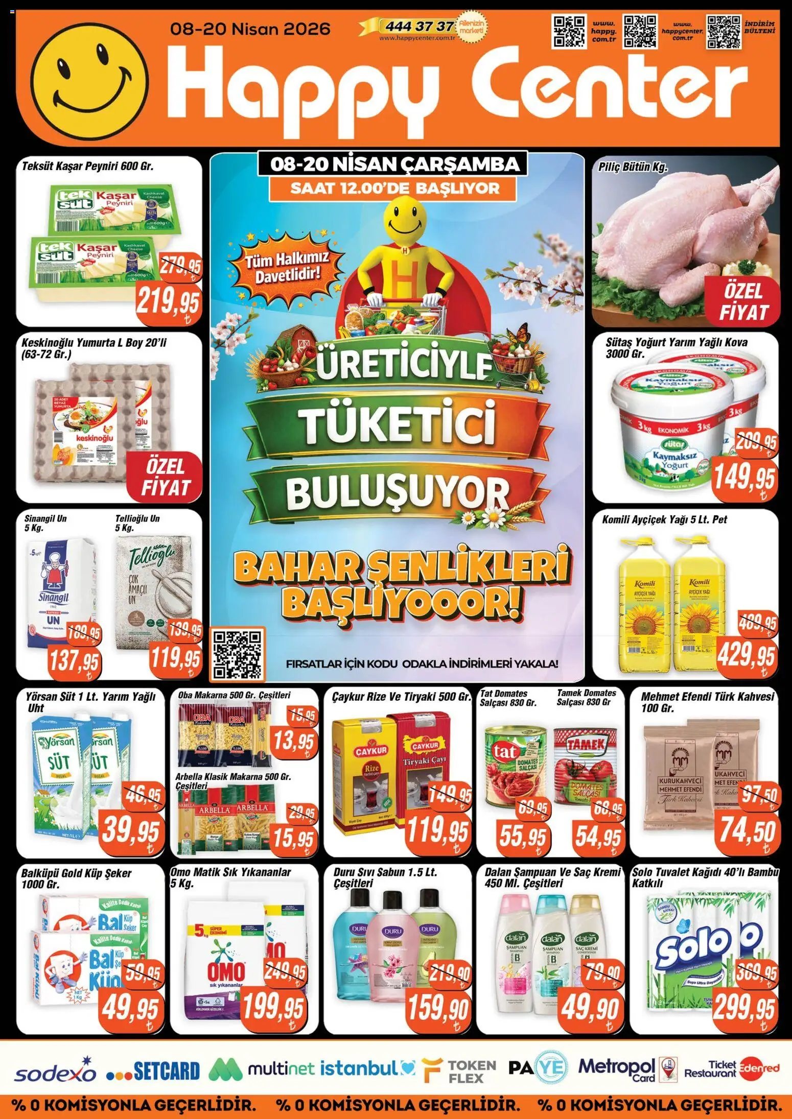 Happy Center Katalog - 08.04.2026 tarihinden itibaren geçerlidir | Sayfa: 1 | Ürünler: Tuvalet, Şeker, Piliç, Tuvalet kağıdı