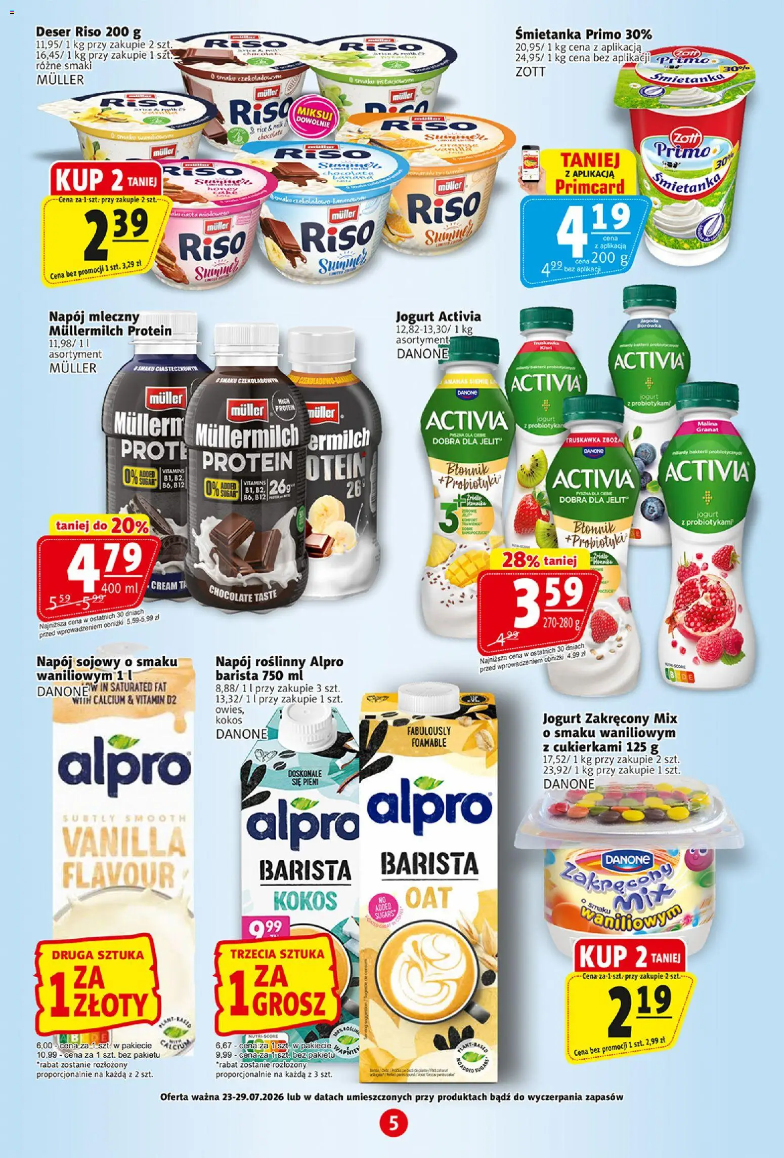 Prim Market gazetka od 23.07.2026 | Strona: 5 | Produkty: Malina, Alpro, Jogurt