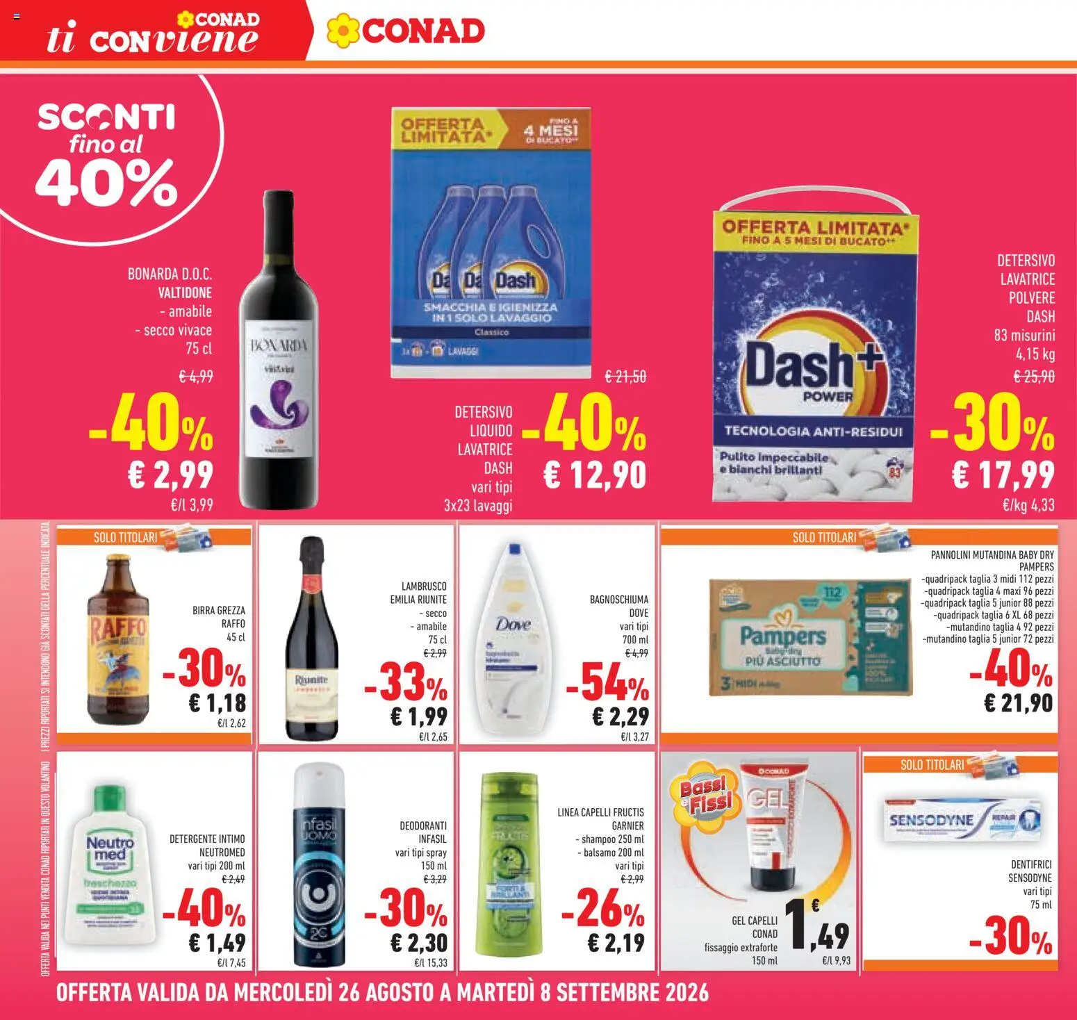 Volantino Conad del 26/08/2026 | Pagina: 24 | Prodotti: Balsamo, Birra, Detergente intimo, Gel capelli