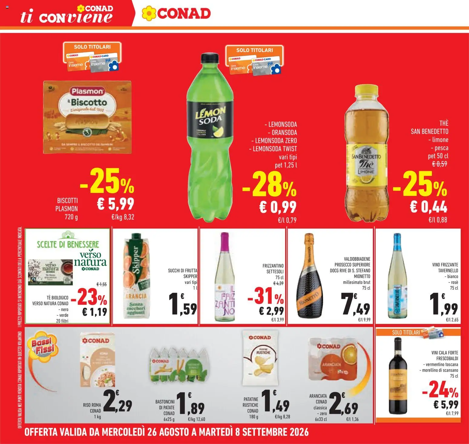 Volantino Conad del 26/08/2026 | Pagina: 32 | Prodotti: Tè, Frutta, Pesca, The