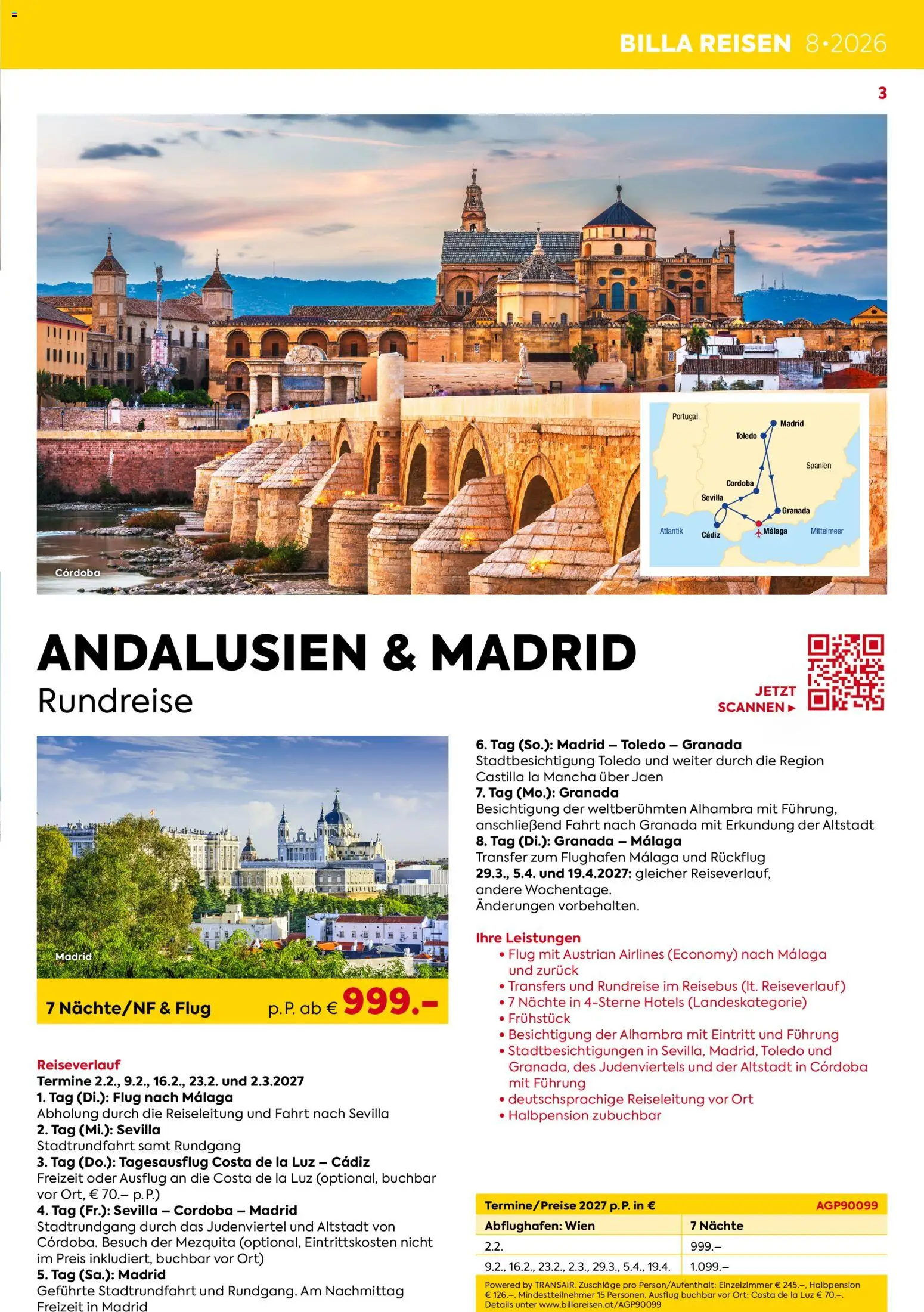 Billa- Billa Reisen Rundreise Highlights 2026/2027 gültig ab 12.08.2026 | Seite: 3