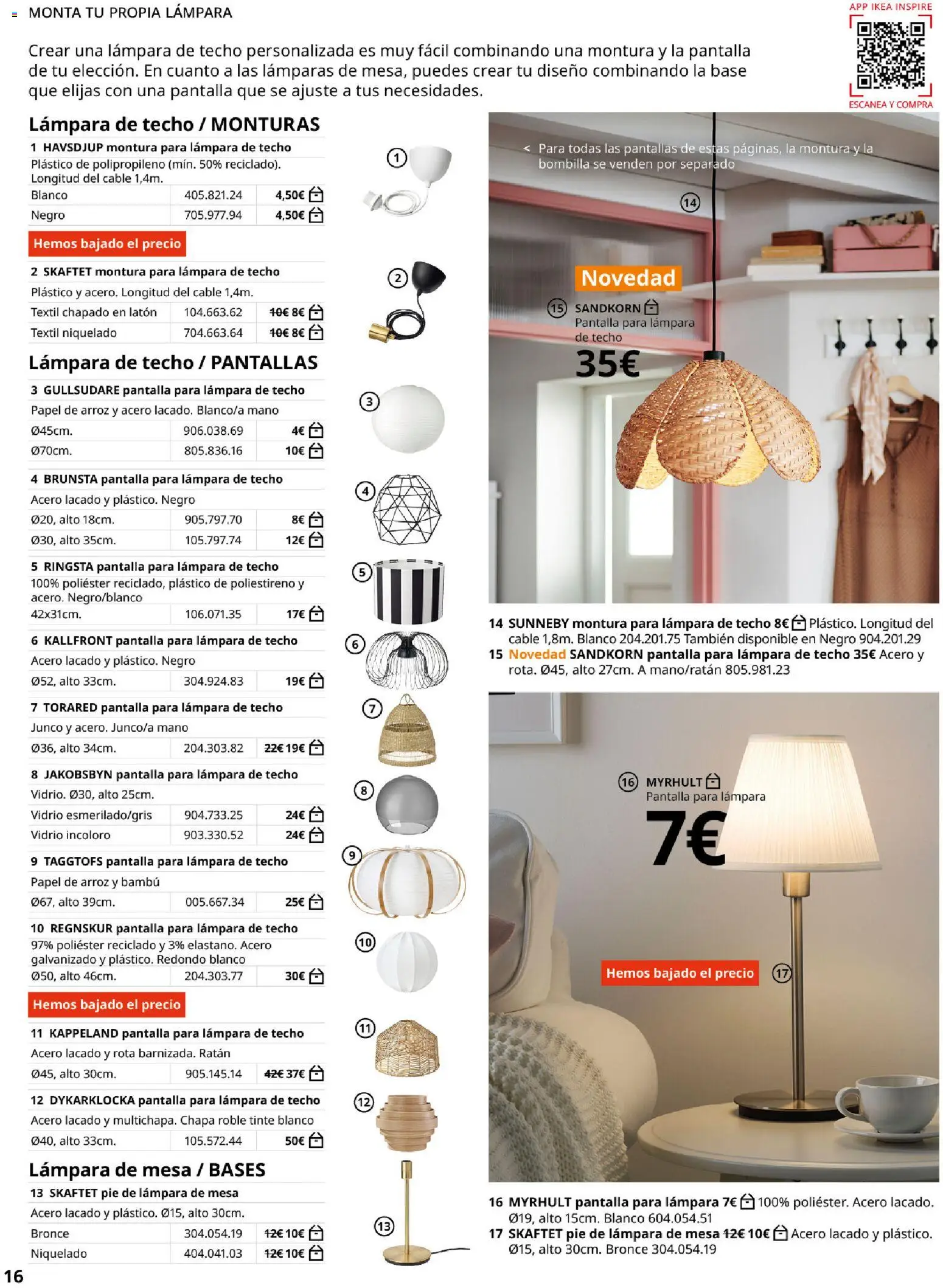 Catálogo IKEA Iluminación y hogar inteligente │ válido desde el 06.03.2026 | Página: 16 | Productos: Arroz, Cable, Mesa, Απορρυπαντικό ρούχων σε σκόνη