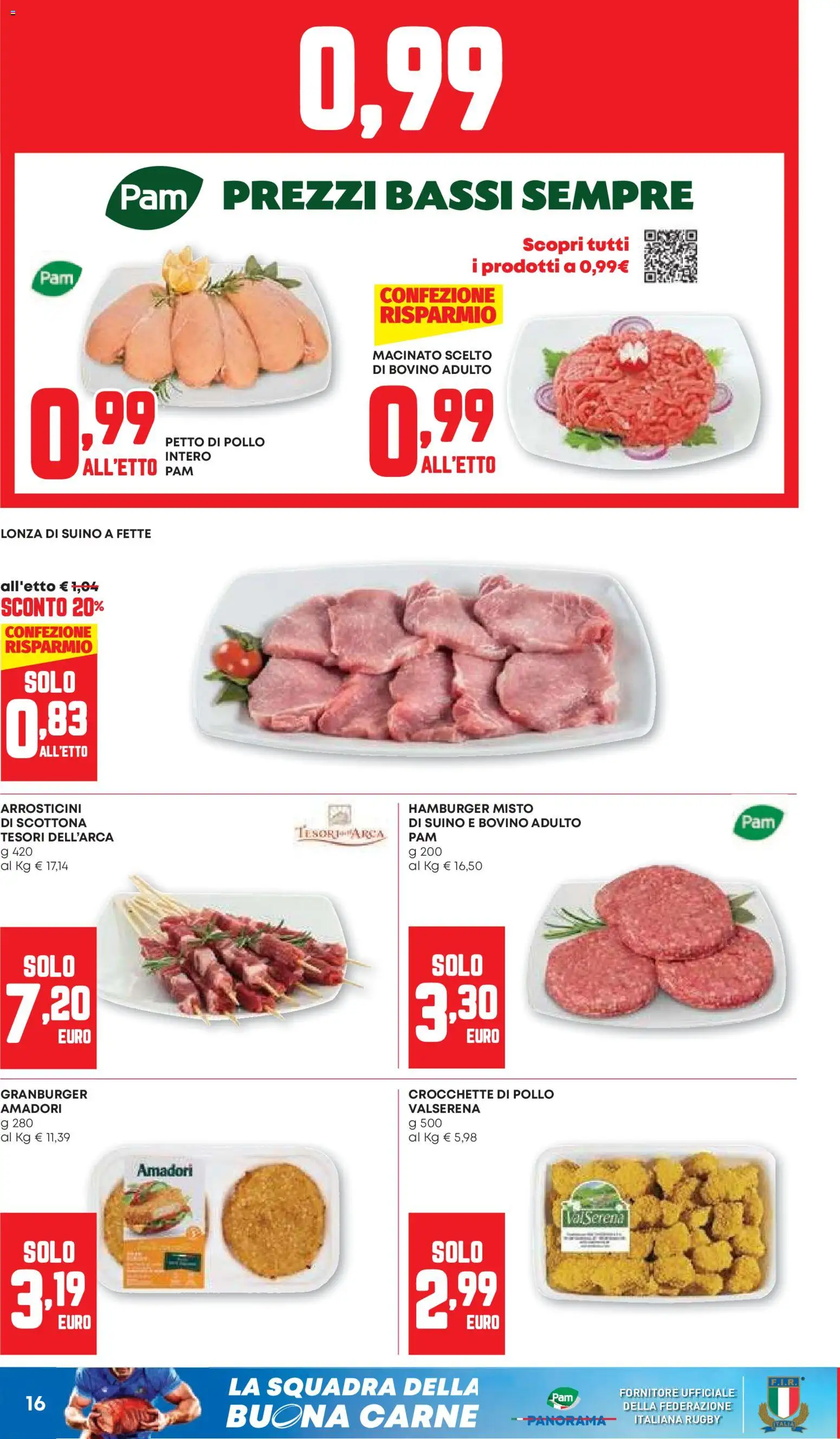 Volantino PAM del 10/09/2026 | Pagina: 16 | Prodotti: Bovino, Petto di Pollo, Suino, Macinato