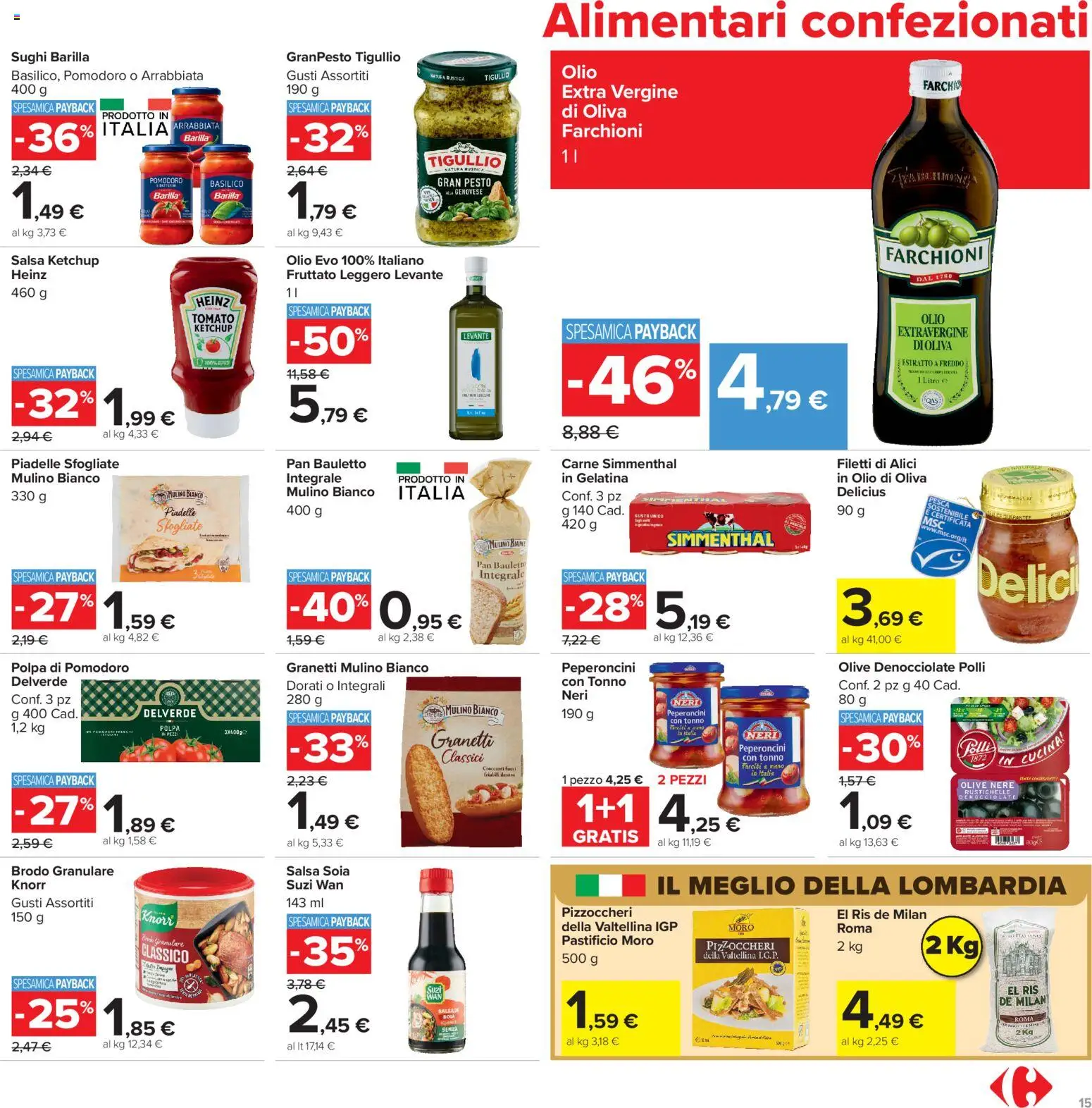 Volantino Carrefour del 04/09/2026 | Pagina: 15 | Prodotti: Salsa, Tonno, Polli, Olio di Oliva