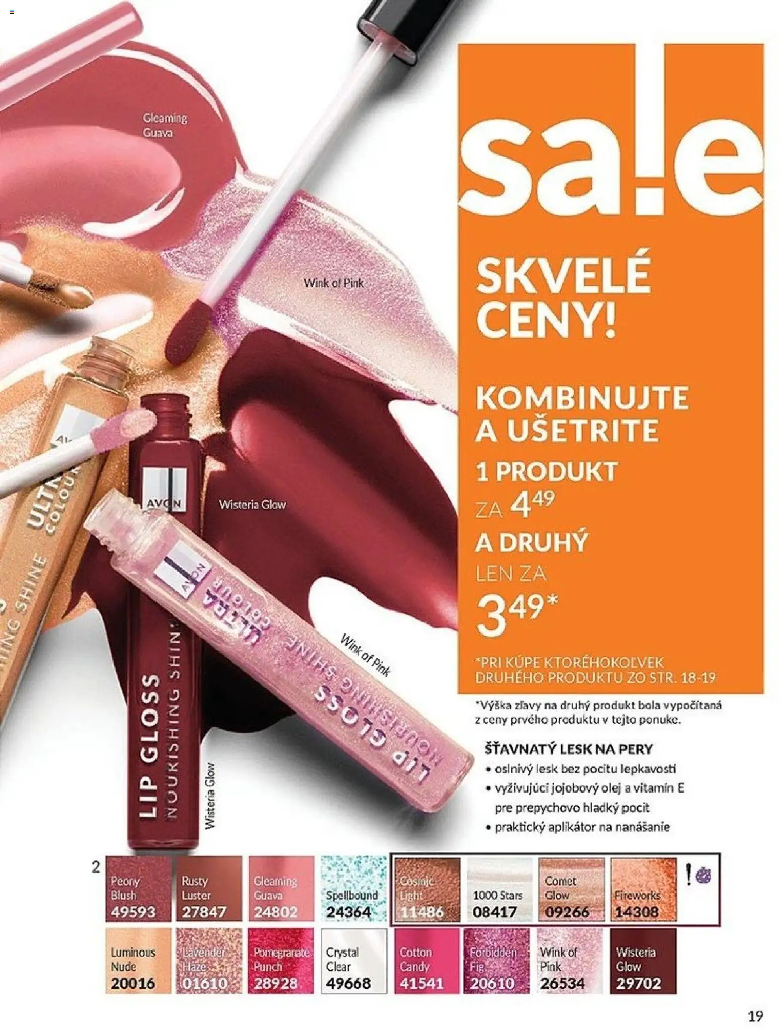 Nové Avon akcie – leták je platný od 01.04.2026 | Strana: 19 | Produkty: Luster, Olej, Lesk na pery