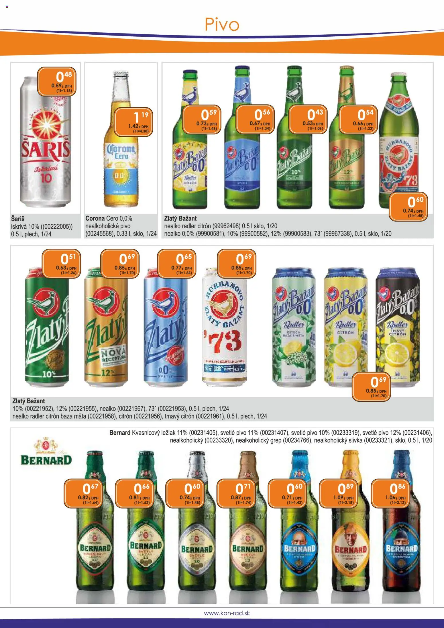 Nové KON - RAD akcie – leták je platný od 01.04.2026 | Strana: 20 | Produkty: Pivo, Zlatý Bažant, Šariš, Grep