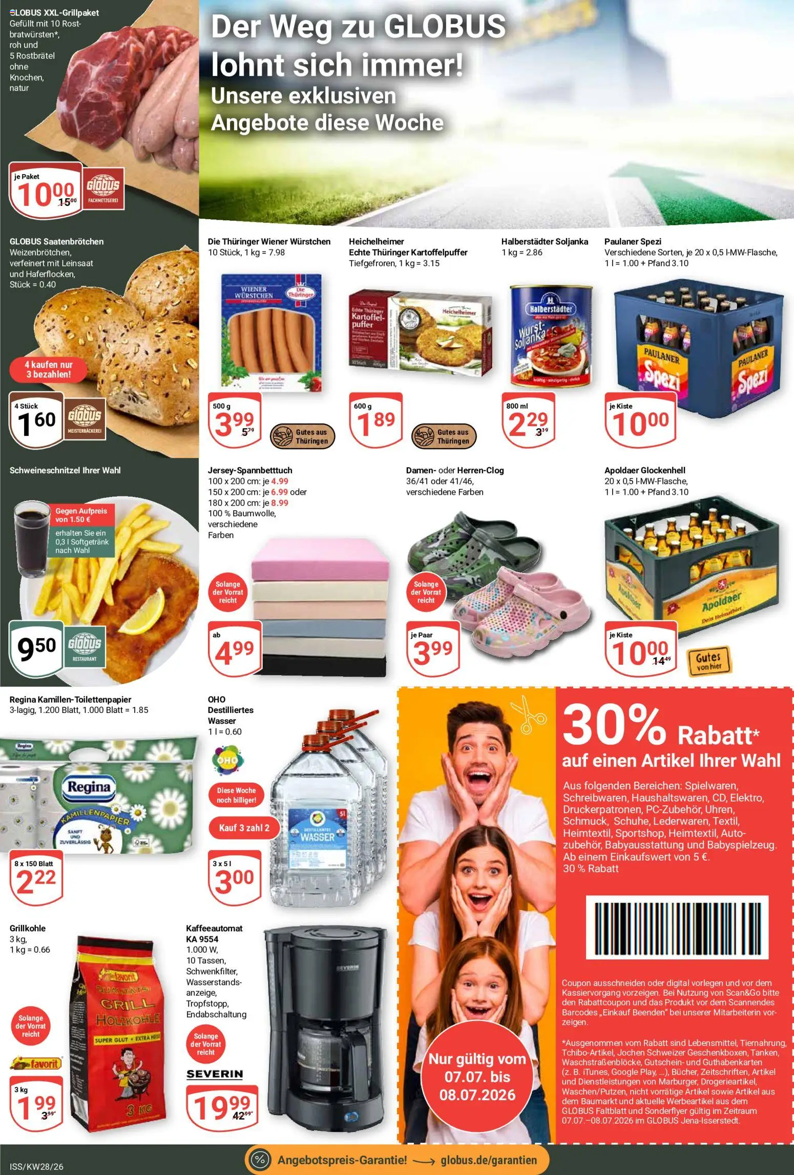 Globus Prospekt – gültig ab 06.07.2026 | Seite: 9 | Produkte: Grill, Wasser, Wurst, Paulaner
