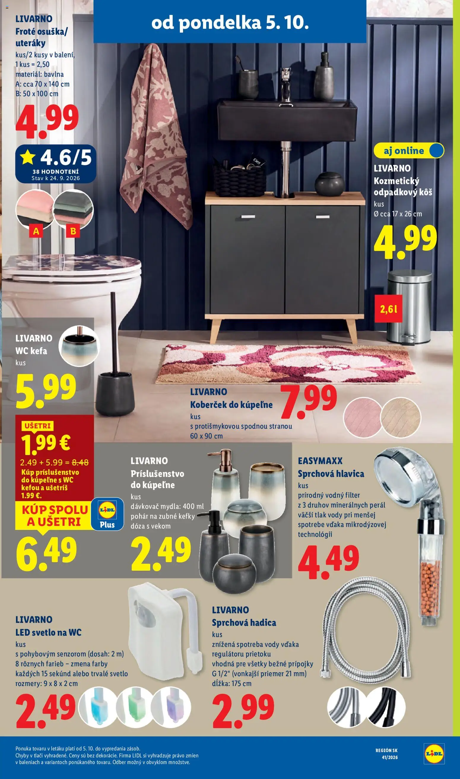 Nové Lidl akcie – leták je platný od 05.10.2026 | Strana: 53 | Produkty: Svetlo, Led, Odpadkový kôš