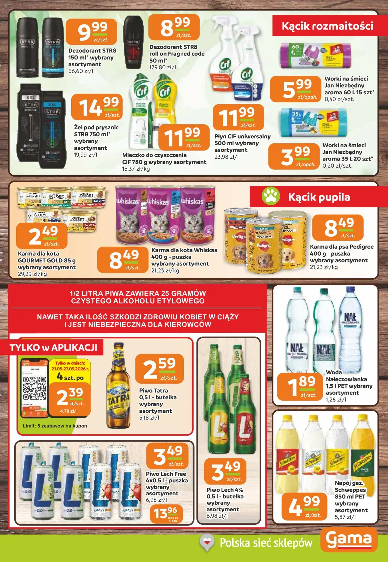 Gama gazetka od 21.05.2026 | Strona: 9 | Produkty: Karma dla psa, Piwo, Żel pod prysznic, Dezodorant