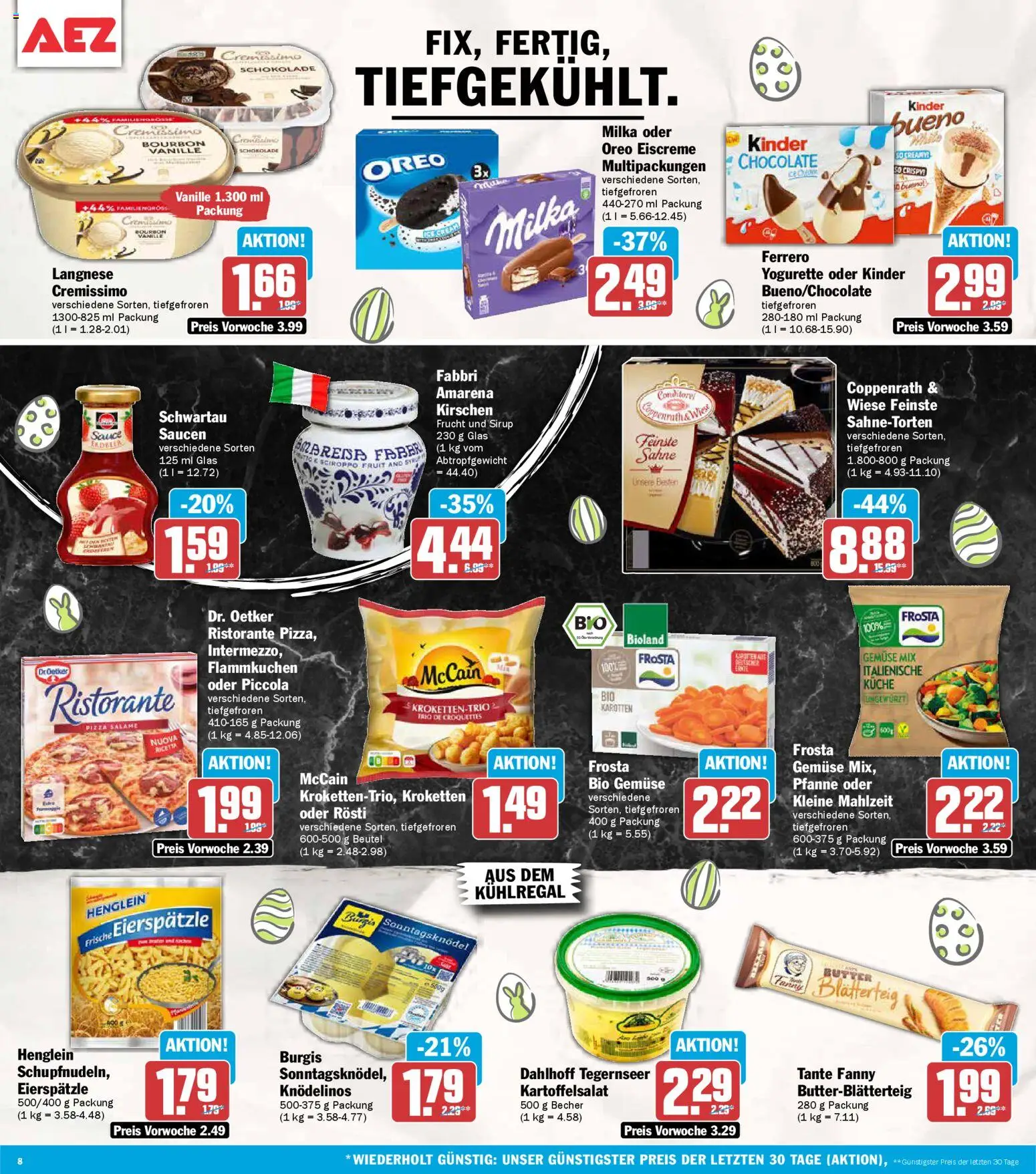 AEZ Prospekt 	 – gültig ab 30.03.2026 | Seite: 8 | Produkte: Ristorante, Langnese, Eiscreme, McCain
