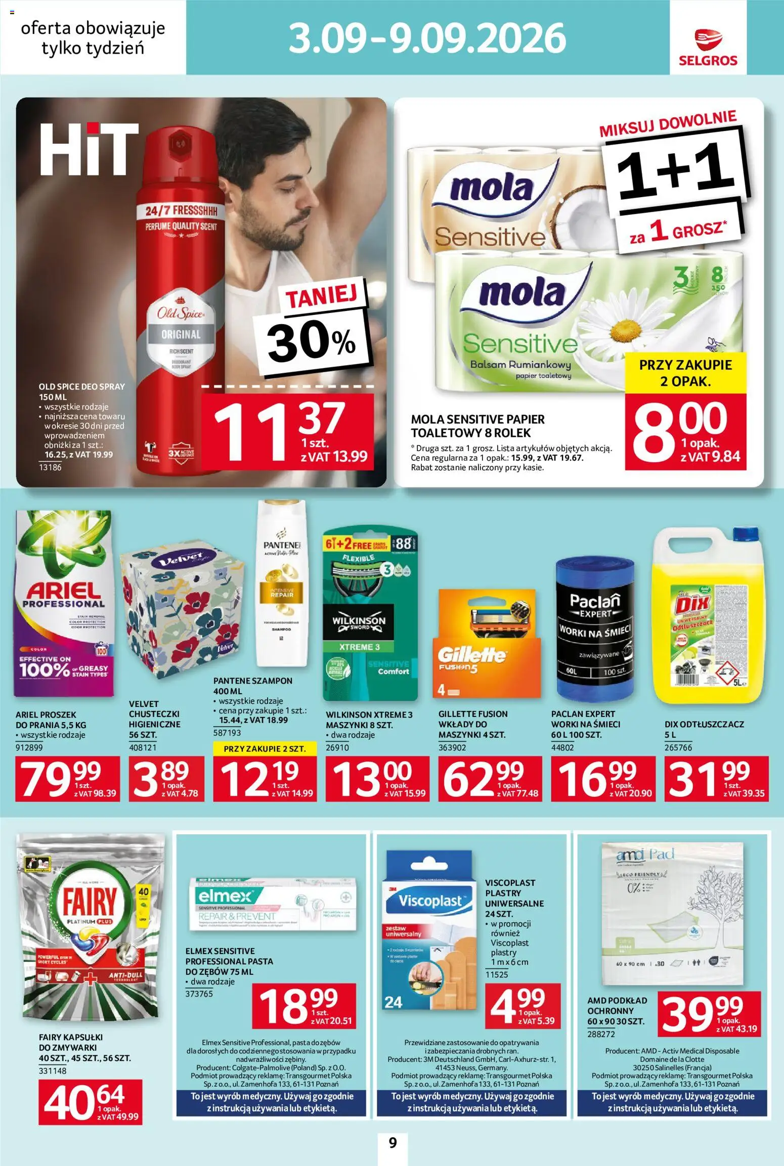 Selgros cash&carry gazetka - Jeszcze więcej super promocji od 03.09.2026 | Strona: 9 | Produkty: Papier toaletowy, Pasta, Fairy, Pasta do zębów