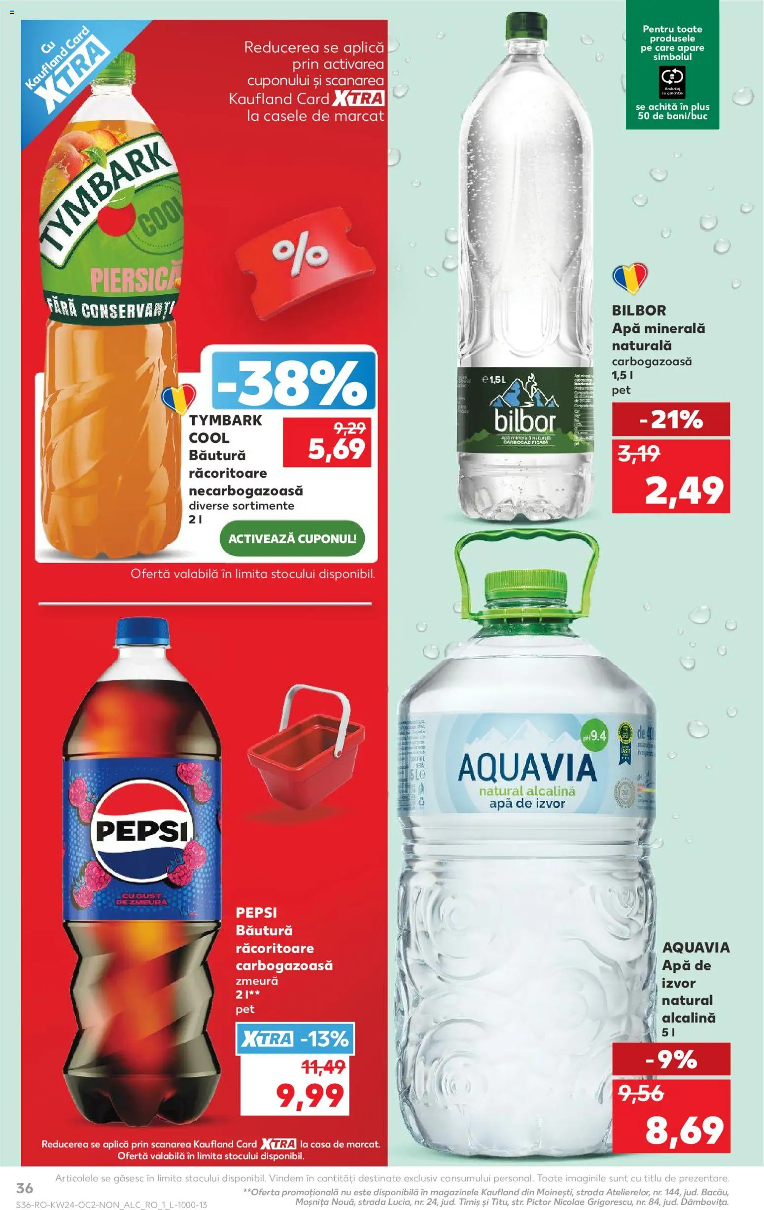 Noul catalog Kaufland – valabil de la 10.06.2026 | Pagină: 36 | Produse: Piersică, Zmeură, Yazı tahtası kalemi, Apă