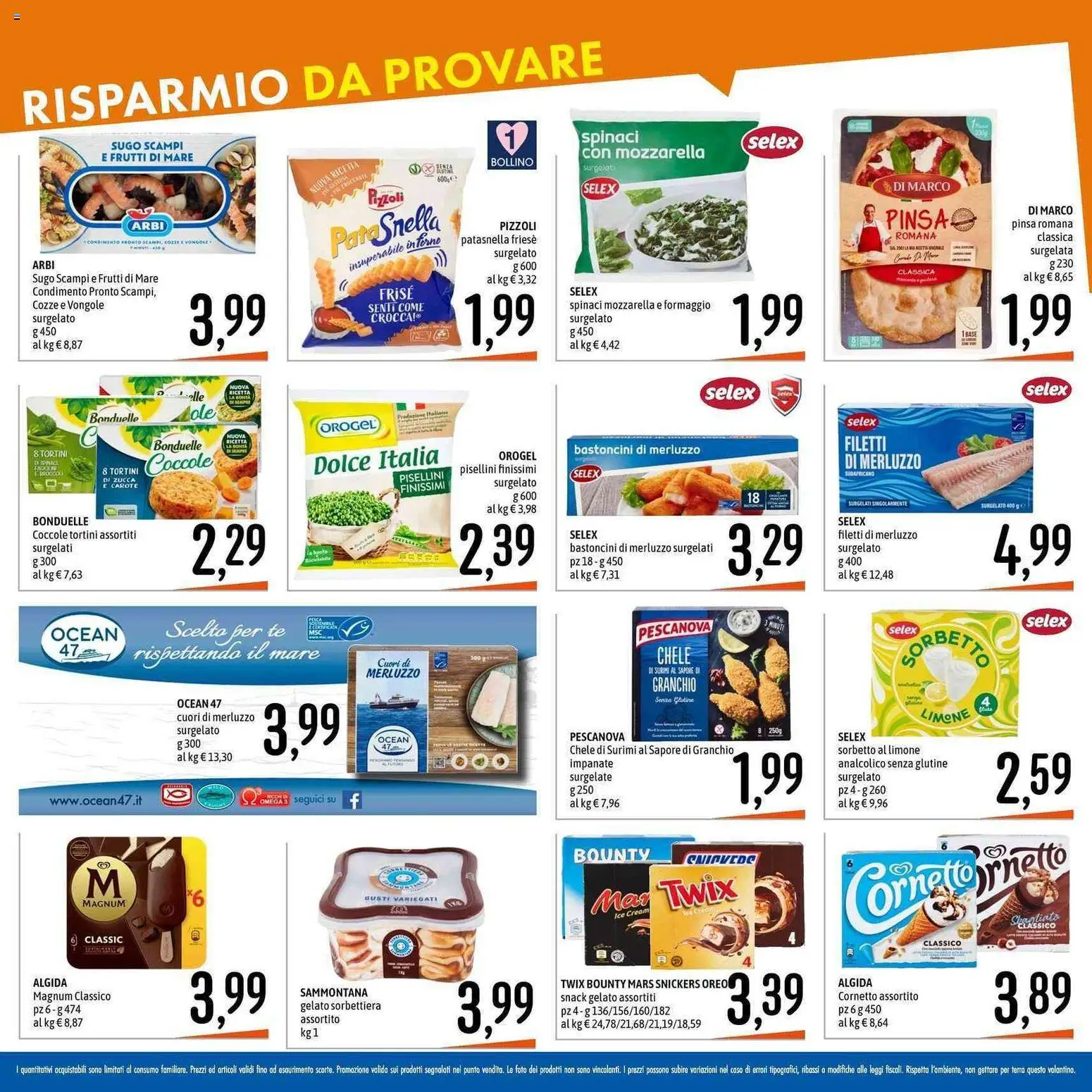 Volantino Emisfero del 30.04.2026 | Pagina: 18 | Prodotti: Vongole, Surimi, Gelato, Spinaci