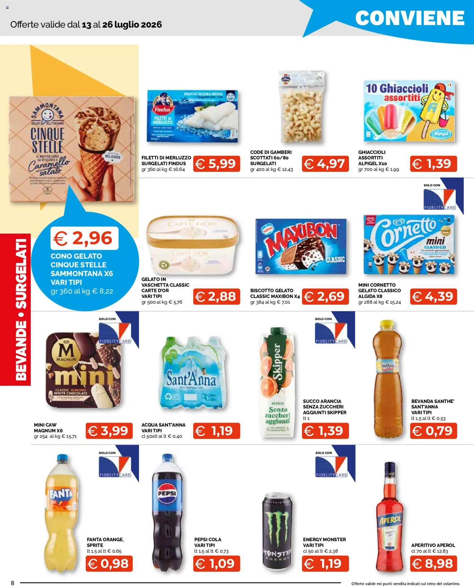 Volantino Mercatò del 13/07/2026 | Pagina: 8 | Prodotti: Fanta, Arancia, Aperol, Aperitivo