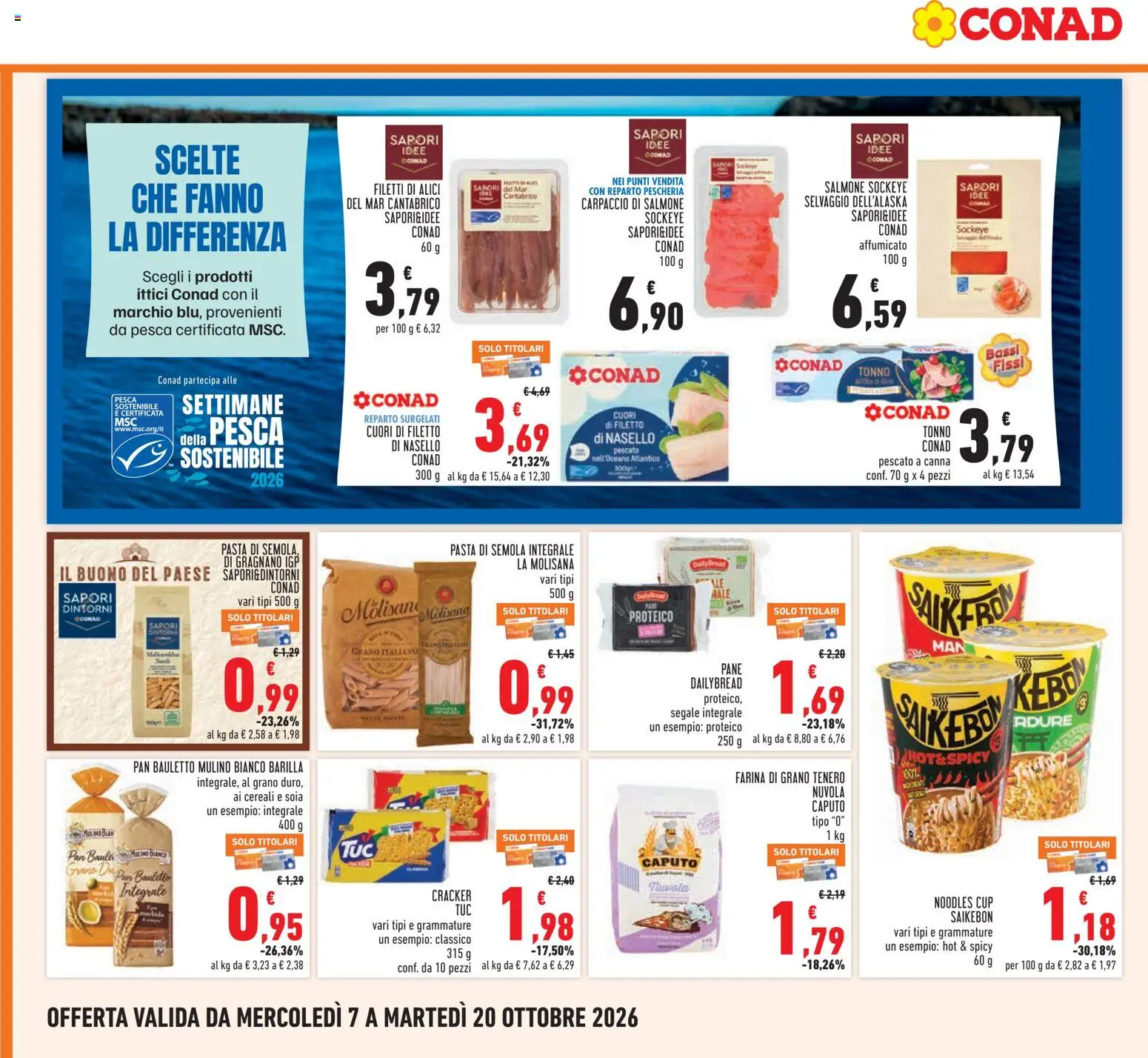 Volantino Conad del 07/10/2026 | Pagina: 12 | Prodotti: Carpaccio, Pasta di semola, Pasta, Cracker