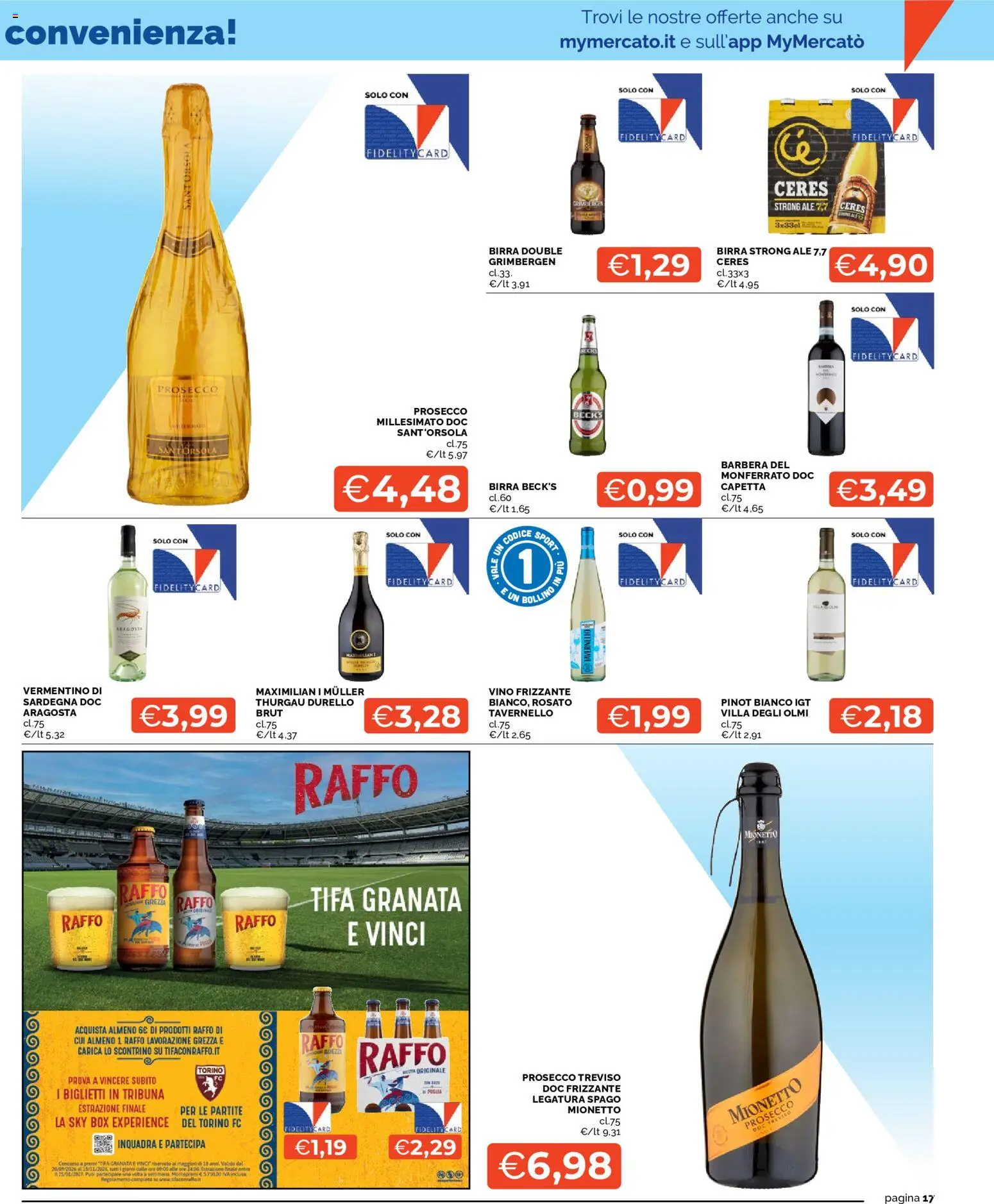 Volantino Mercatò del 01/10/2026 | Pagina: 17 | Prodotti: Birra Beck's, Birra, Prosecco, Vino