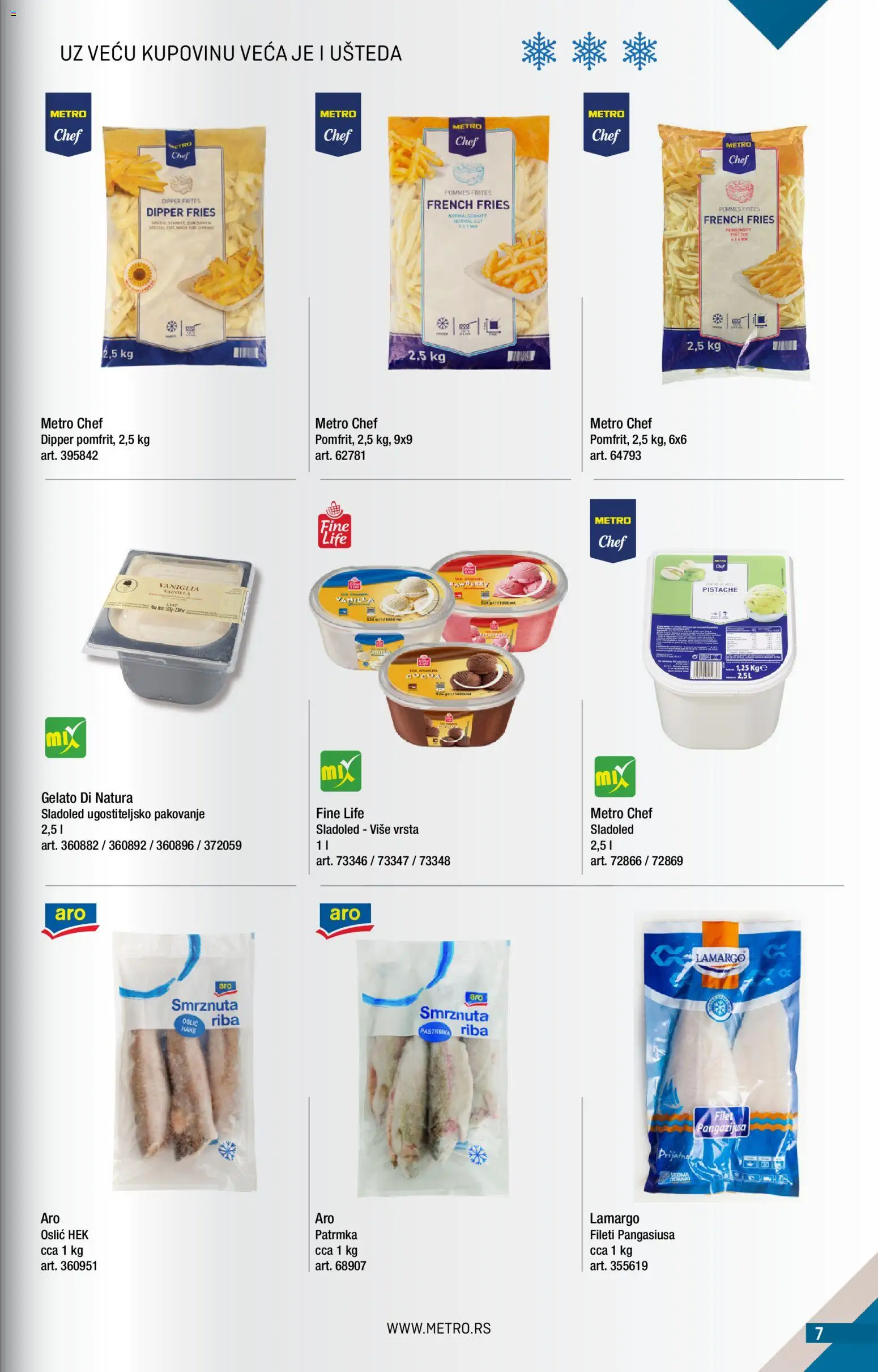 Metro katalog - važi od 01.09.2026 | Strana: 7 | Proizvode: Sladoled, Oslić, Pakovanje, Riba