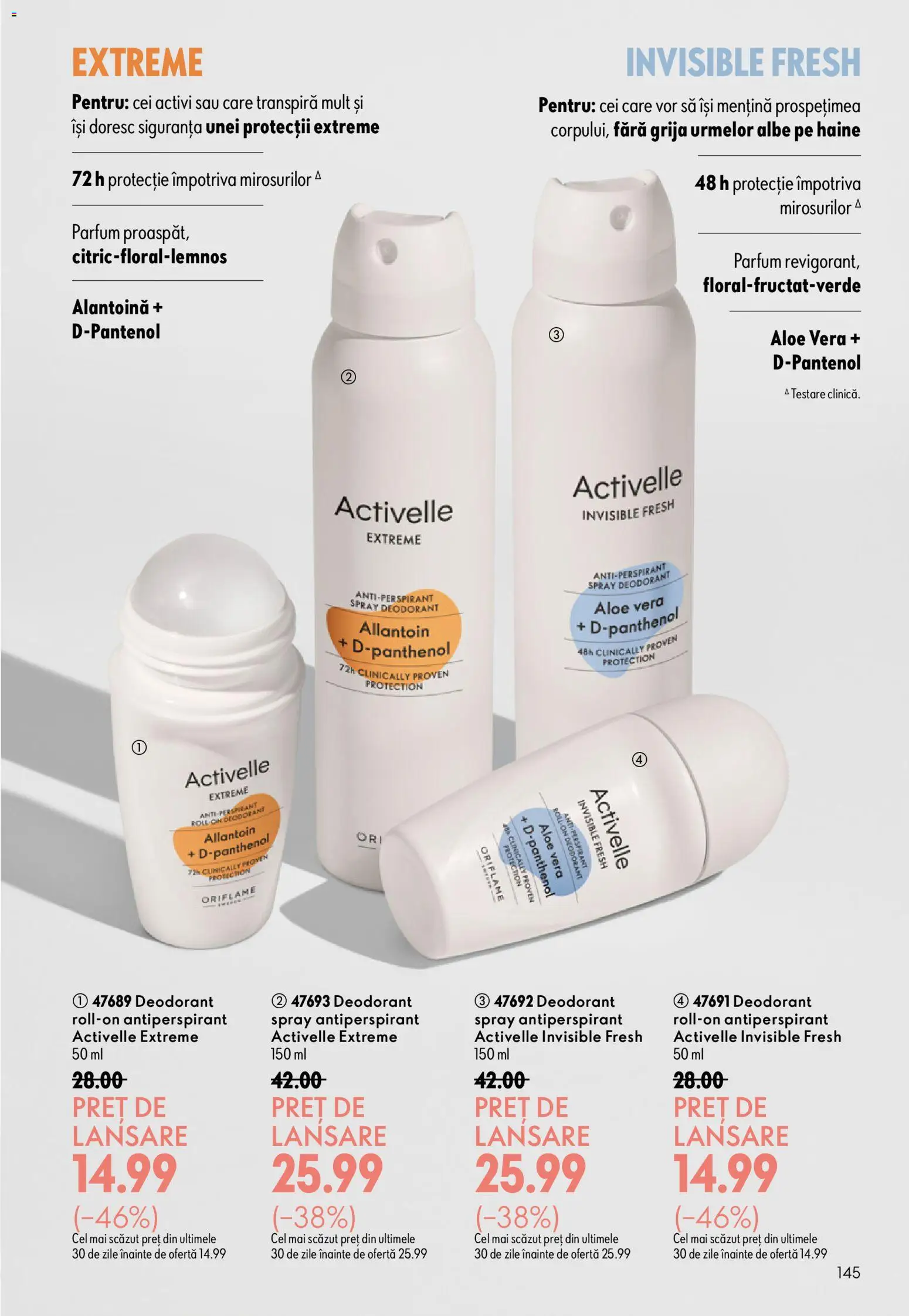 Noul catalog Oriflame – valabil de la 08.07.2026 | Pagină: 145 | Produse: Aloe vera, Parfum, Deodorant, Antiperspirant