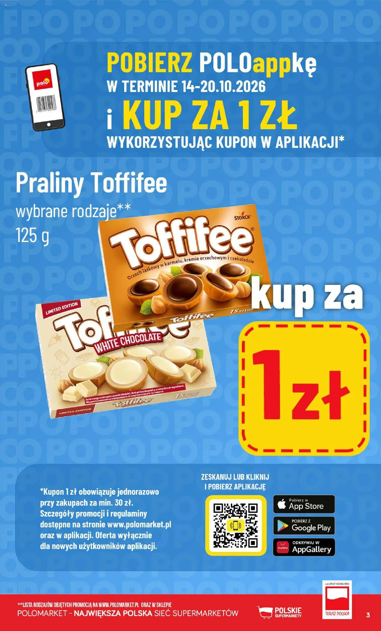 Nowa POLOmarket gazetka od jutra 14.10.2026 | Strona: 3 | Produkty: Praliny, Toffifee
