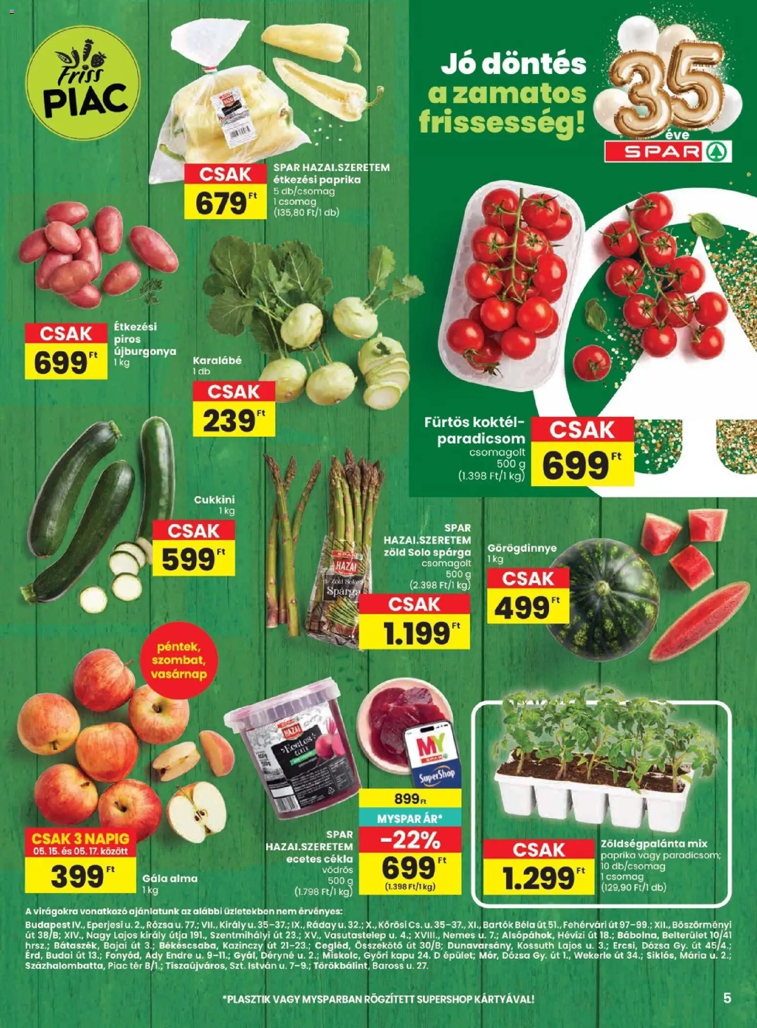 Spar akciós ujság - amely érvényes a következő dátumtól: 14.05.2026 | Oldal: 5 | Termékek: Ecetes cékla, Kapu, Alma, Paradicsom
