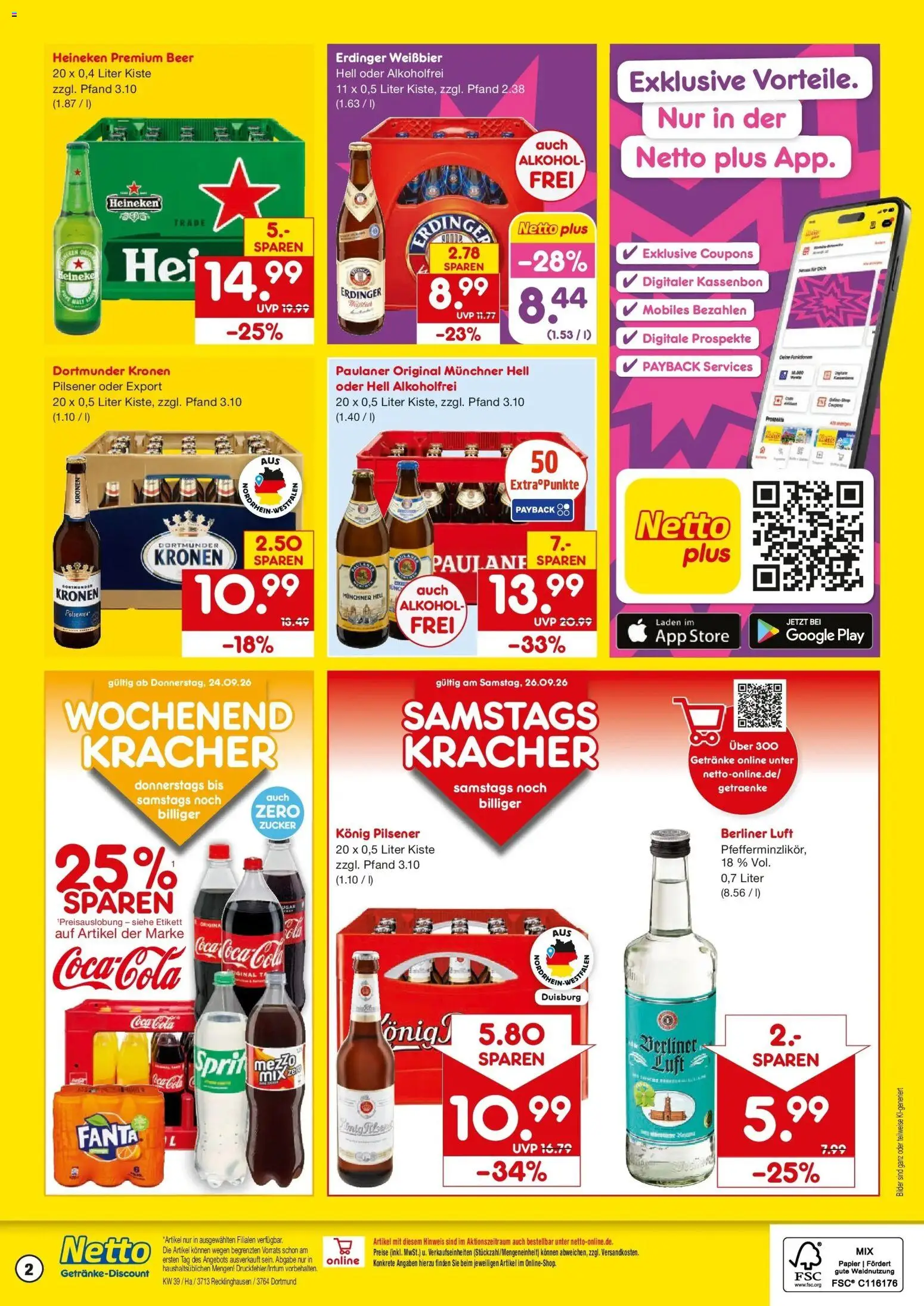 Netto Marken-Discount Prospekt Recklinghausen – gültig ab 21.09.2026 | Seite: 2 | Produkte: Erdinger, Cola, Heineken, Zucker