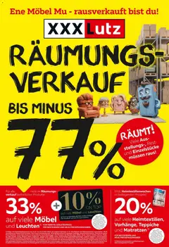 XXXLutz Räumungsverkauf ab 14.07.2026 gültig