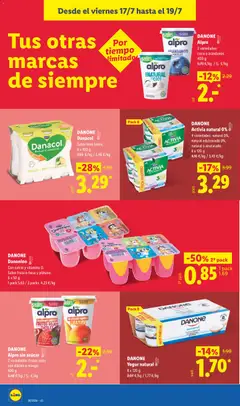 Vista previa DANONE Alpro sin azúcar, 2 variedades: frutos rojos con dátiles o mango. 400 g válido desde el 13/07/2026 | Página: 54