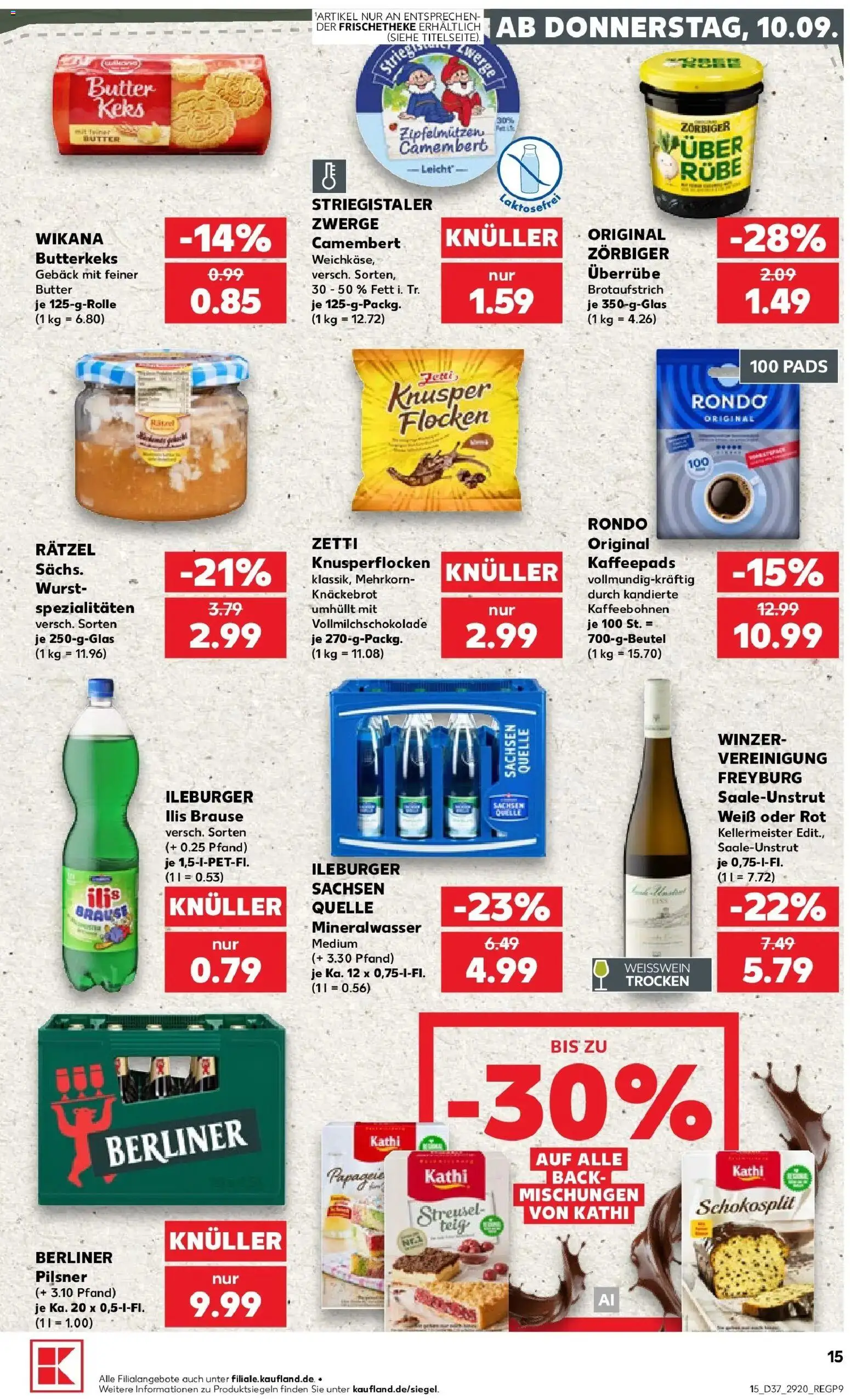 Prospekt Kaufland ab 10.09.2026 » Angebote Online zum Blättern | Seite: 15 | Produkte: Weißwein, Spezialitäten, Camembert, Wurst