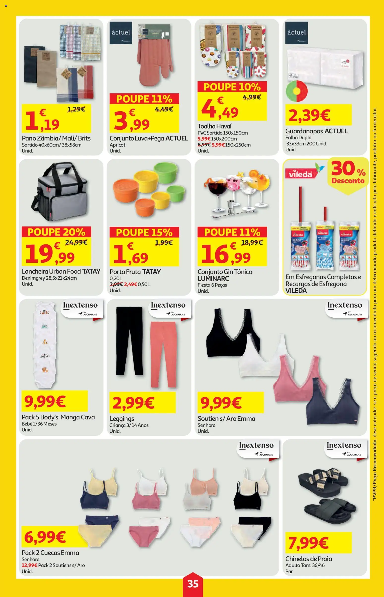 Auchan folheto │ válido de 11.06.2026 | Página: 35 | Produtos: Chinelos, Chinelos de praia, Porta, Gin