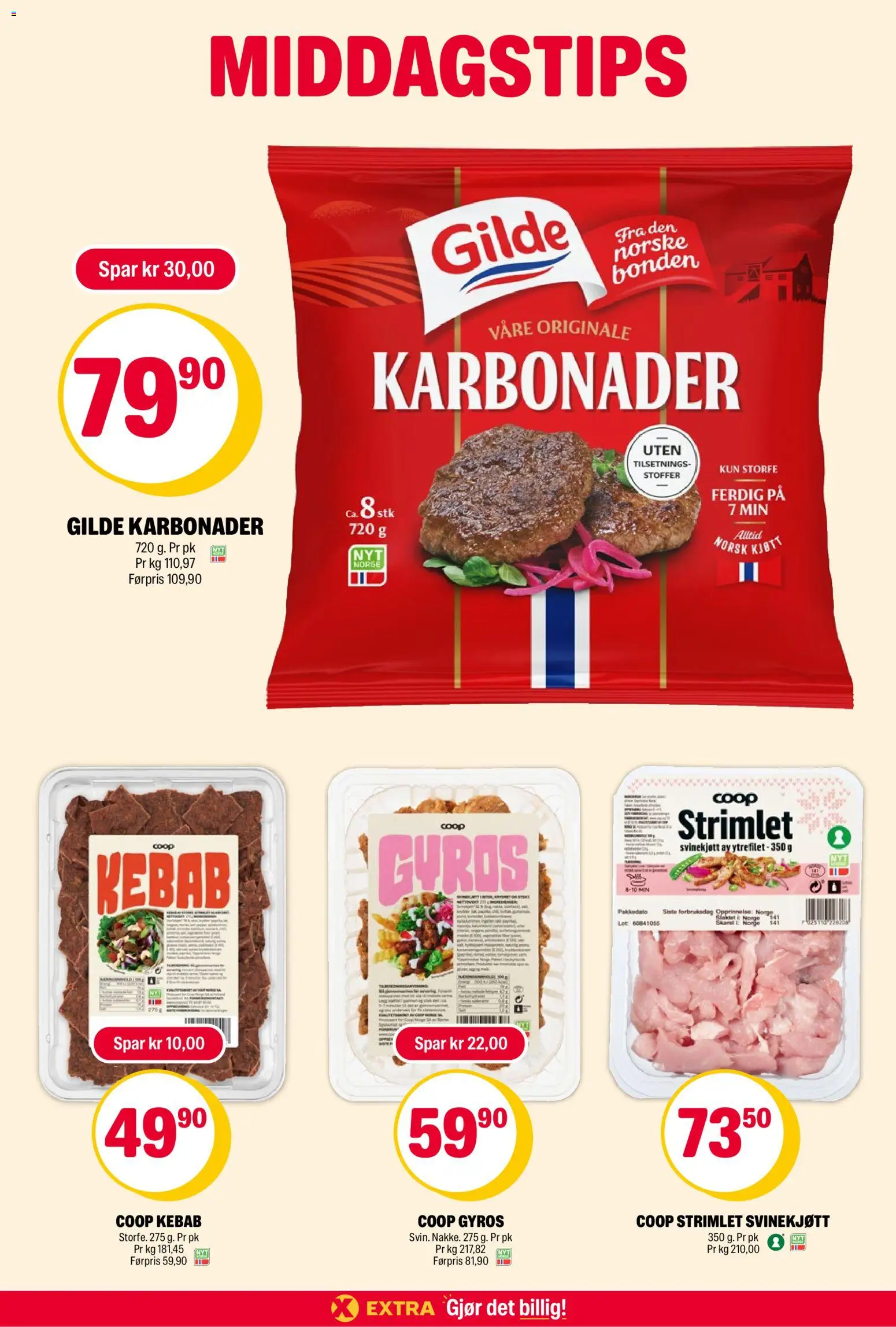 {H1} | Side: 18 | Produkter: Svinekjøtt, Gyros, Karbonader, Gilde karbonader