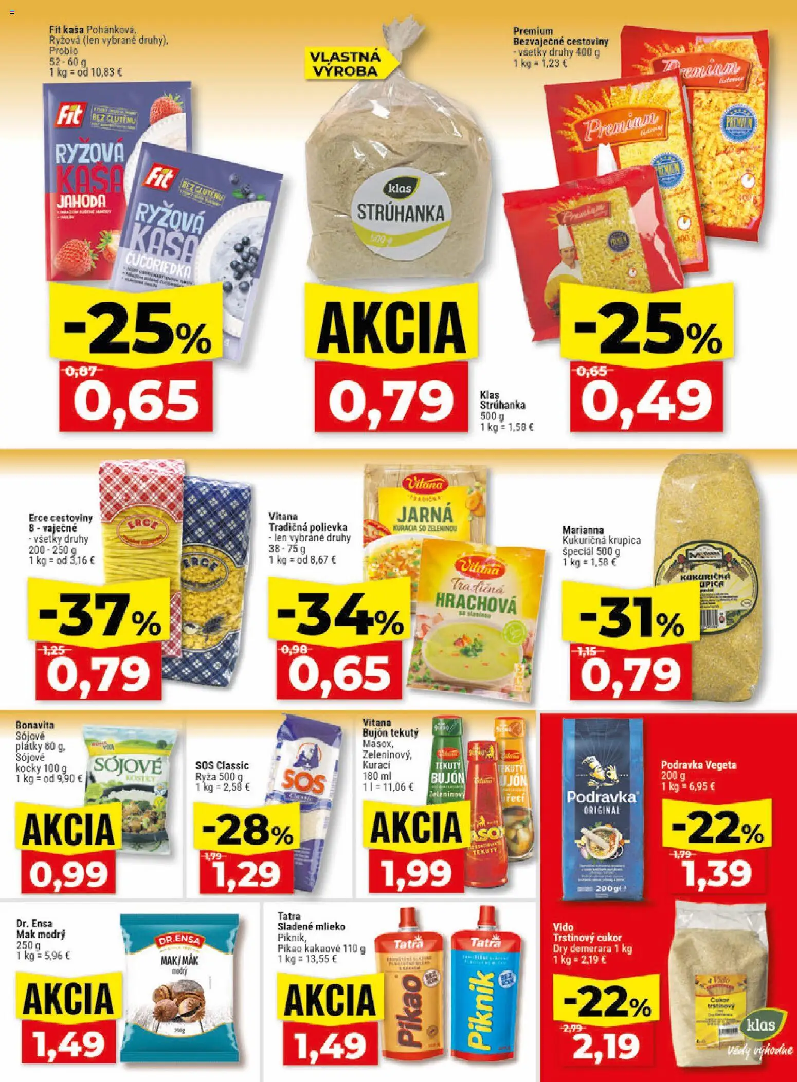 Nové Klas akcie – leták je platný od 15.06.2026 | Strana: 14 | Produkty: Mlieko, Bujón, Cestoviny, Mak