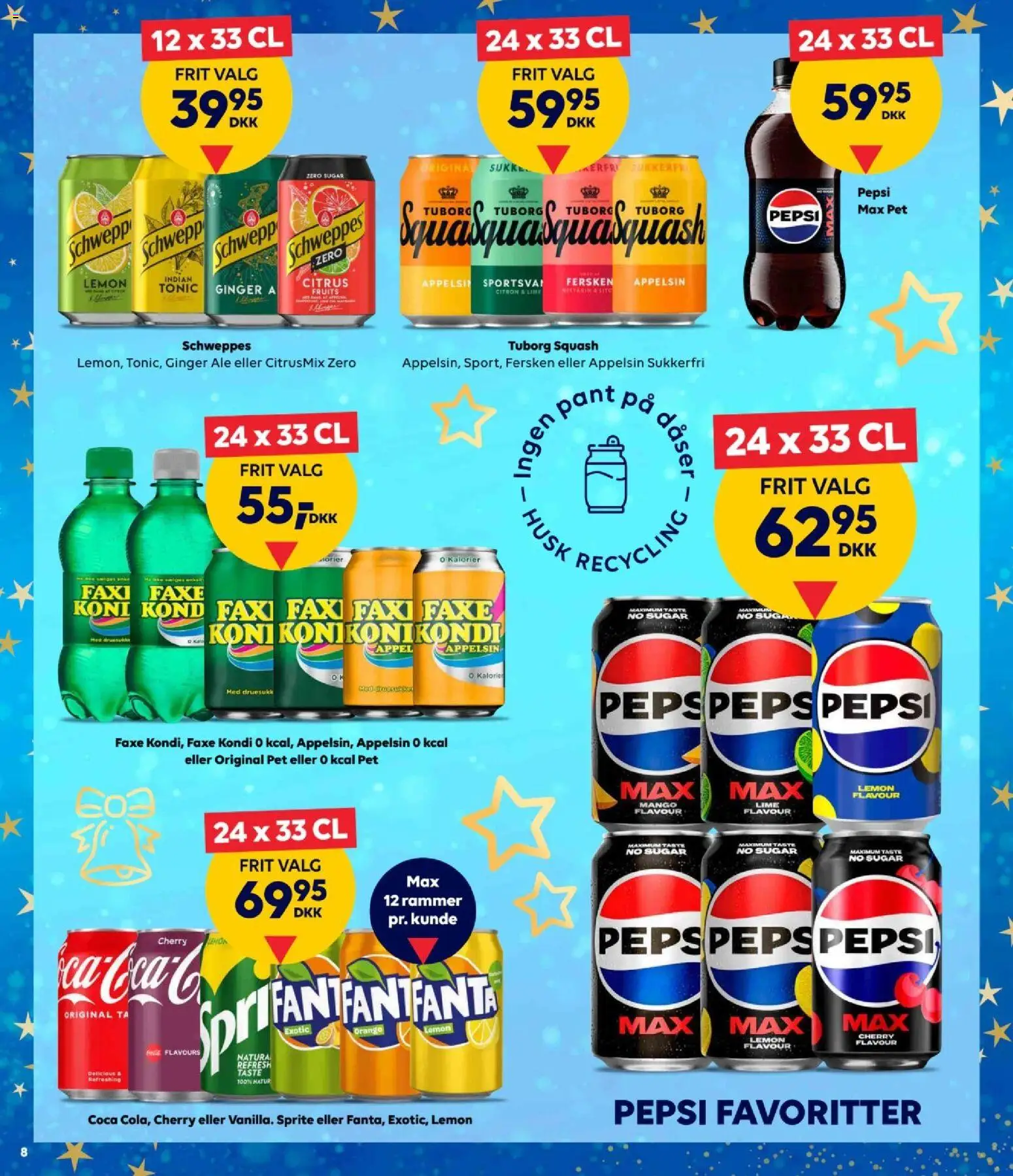 Bordershop tilbudsavis – gyldig fra 04/11/2026 | Side: 8 | Produkter: Faxe Kondi, Cherry, Pepsi Max, Tuborg Squash