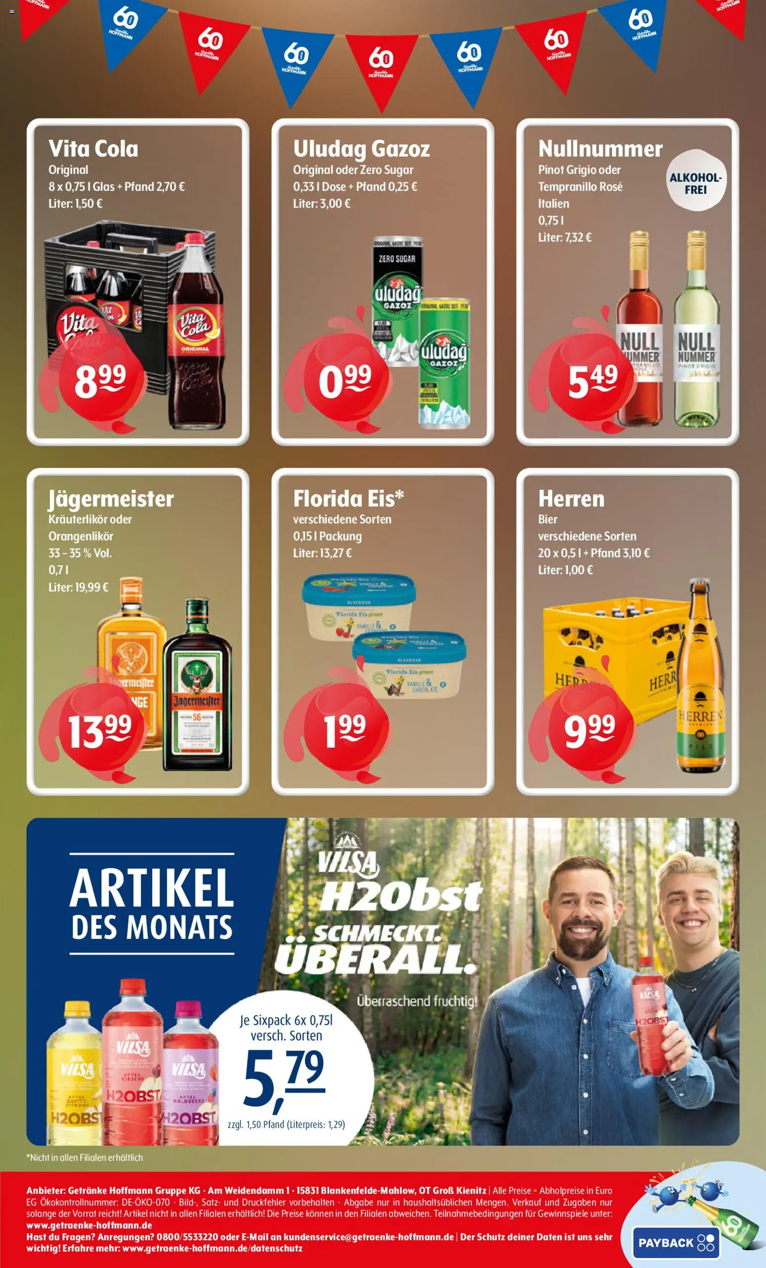 Getränke Hoffmann Prospekt – gültig ab 17.08.2026 | Seite: 8 | Produkte: Cola, Pils, Jägermeister, Eis